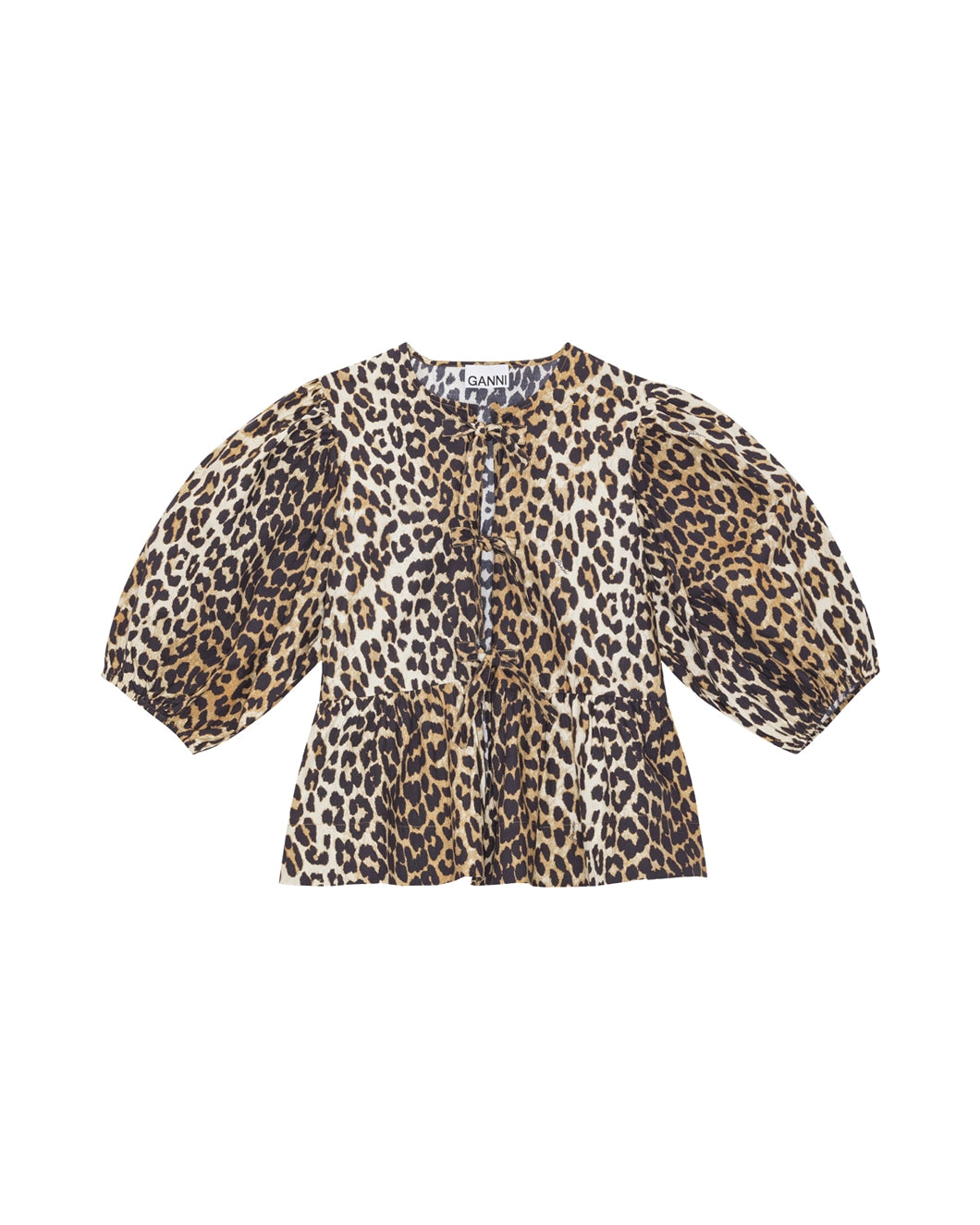 Leopard Cotton Poplin Peplum Blouse