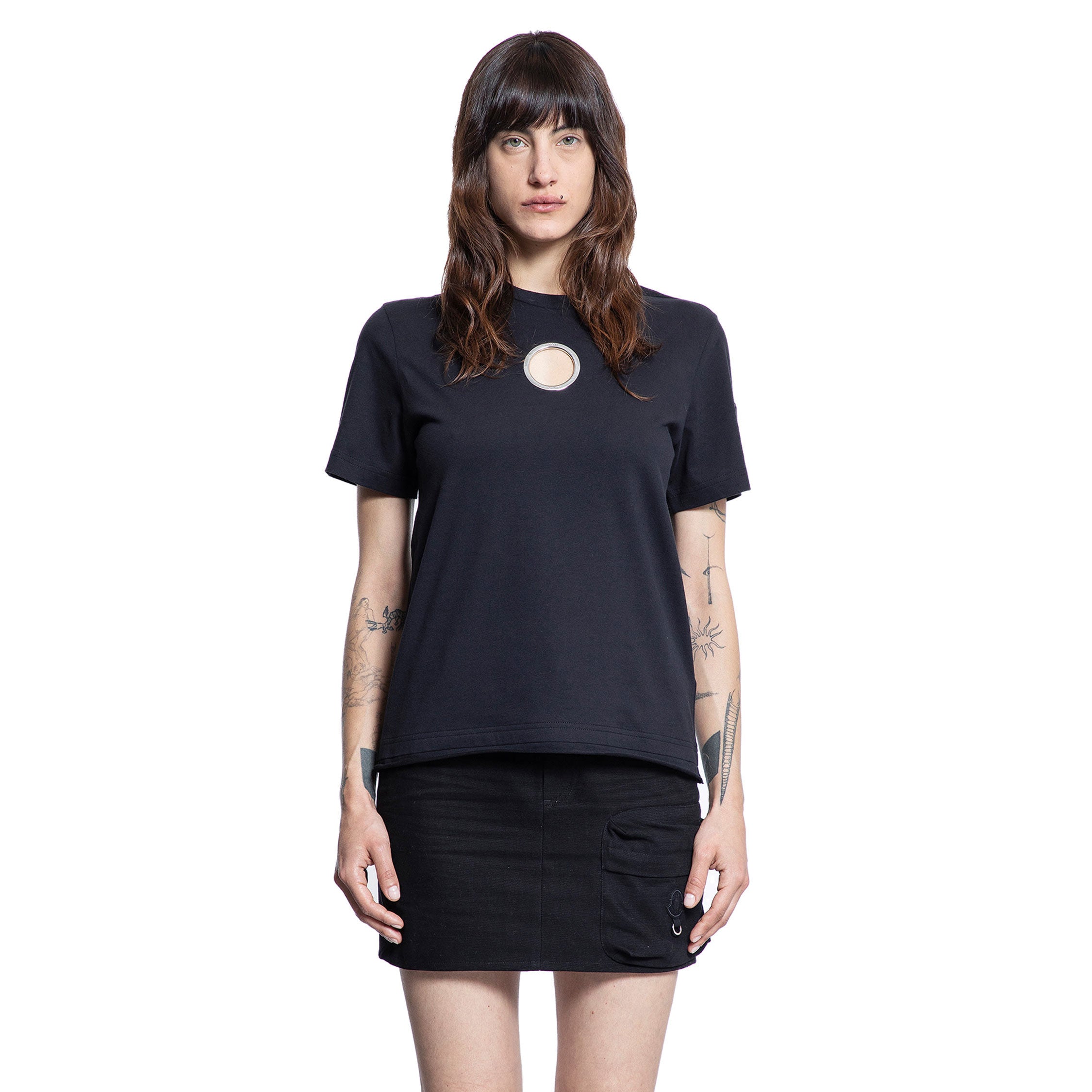 MONCLER GENIUS WOMAN BLACK T-SHIRTS & TANK TOPS