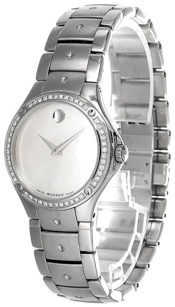 MOVADO SS MOP Dial Diamond Bezel Women's Watch 0605906