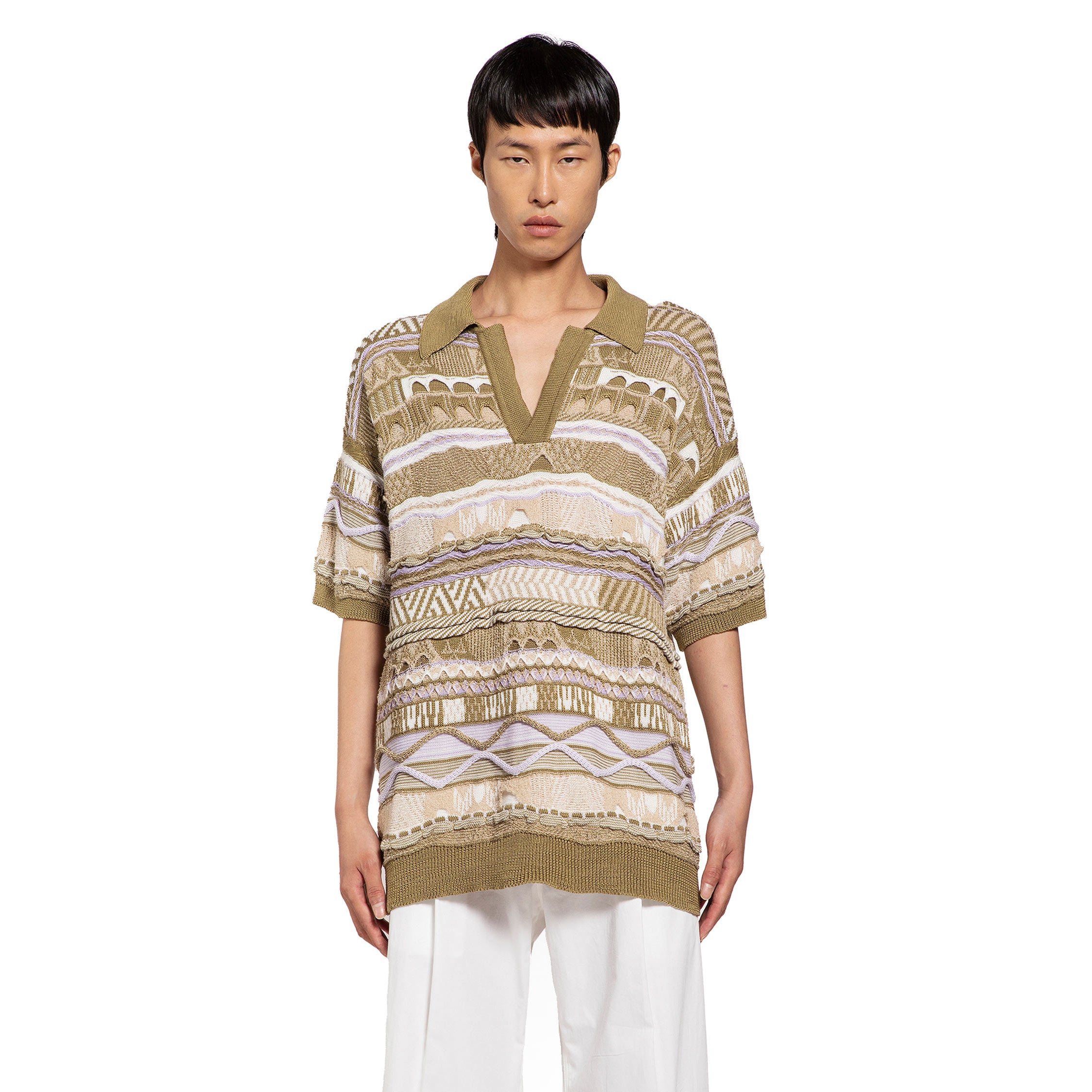 LANEUS MAN BEIGE T-SHIRTS & TANK TOPS