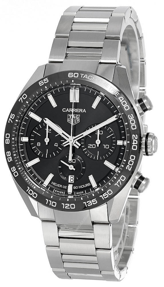 TAG HEUER Carrera 44MM CHRONO AUTO Black Dial Men's Watch CBN2A1B.BA0643