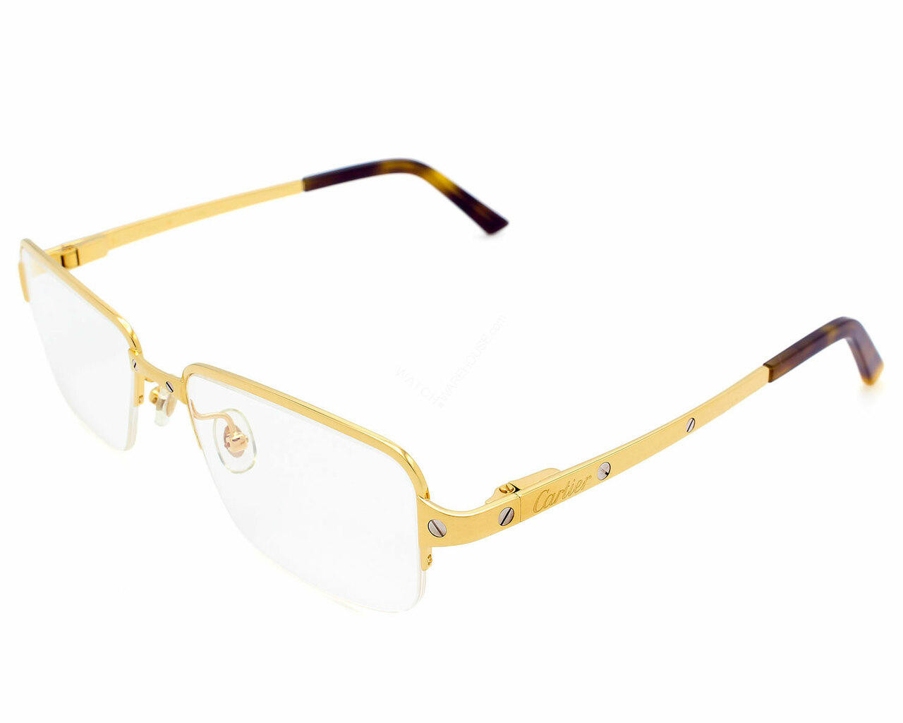 CARTIER Rectangular Shiny Metal 55-18-135MM Unisex Eyewear CT0041O 001