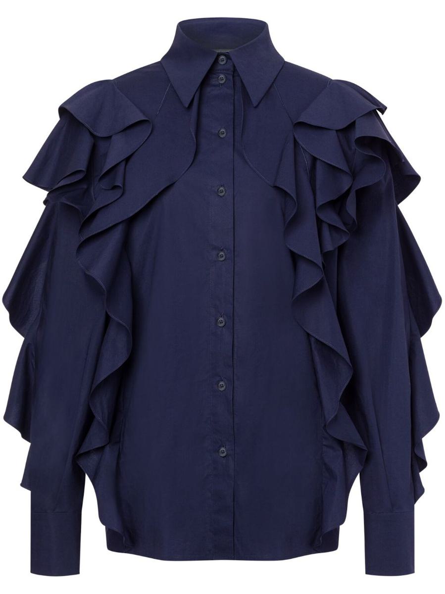 Alberta Ferretti Stretch-Cotton Ruffled Detailing