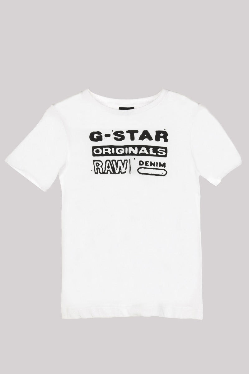 G-STAR RAW KIDS T恤Bianca in Jersey con Logo