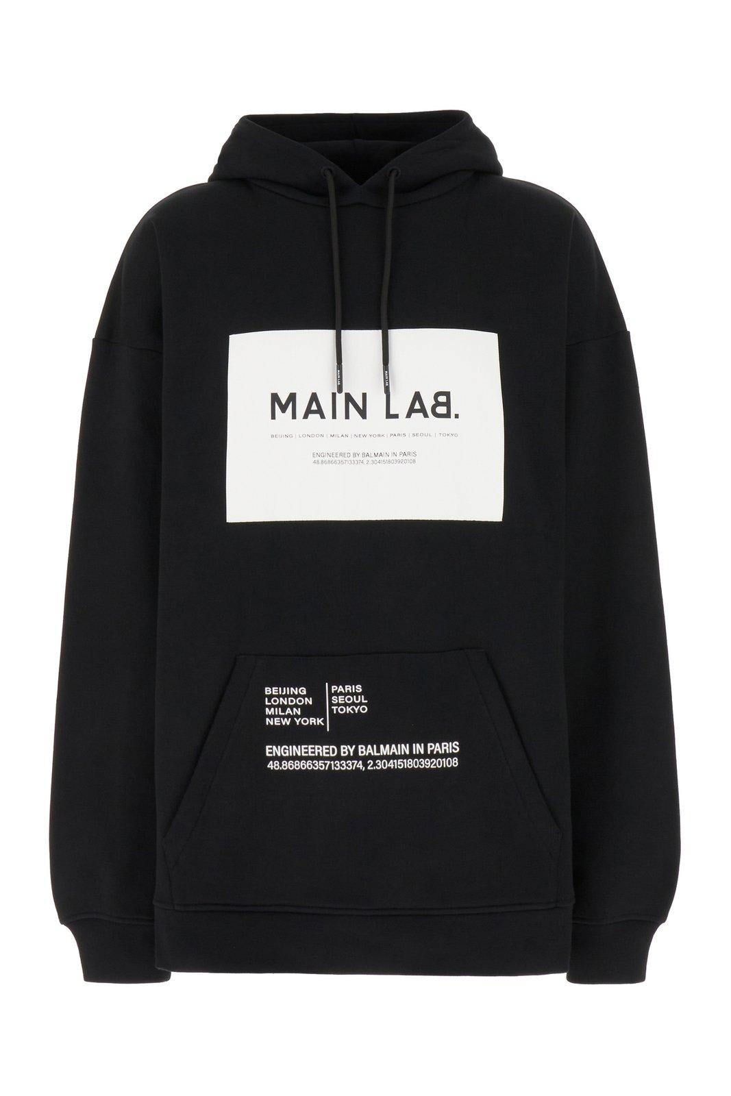 Balmain 抽绳印花连帽卫衣