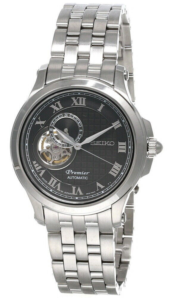 Seiko Premier Black Dial Auto Stainless Steel Men's Watch SSA023