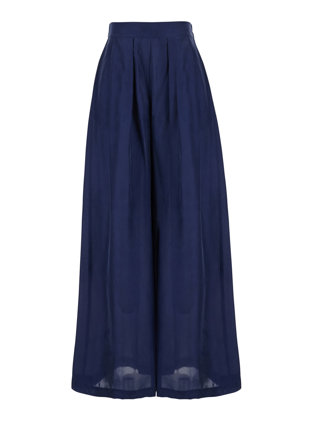 Momonì boto Blue Palazzo Pants With Pences And Rear Elastic Waist In Silk Woman