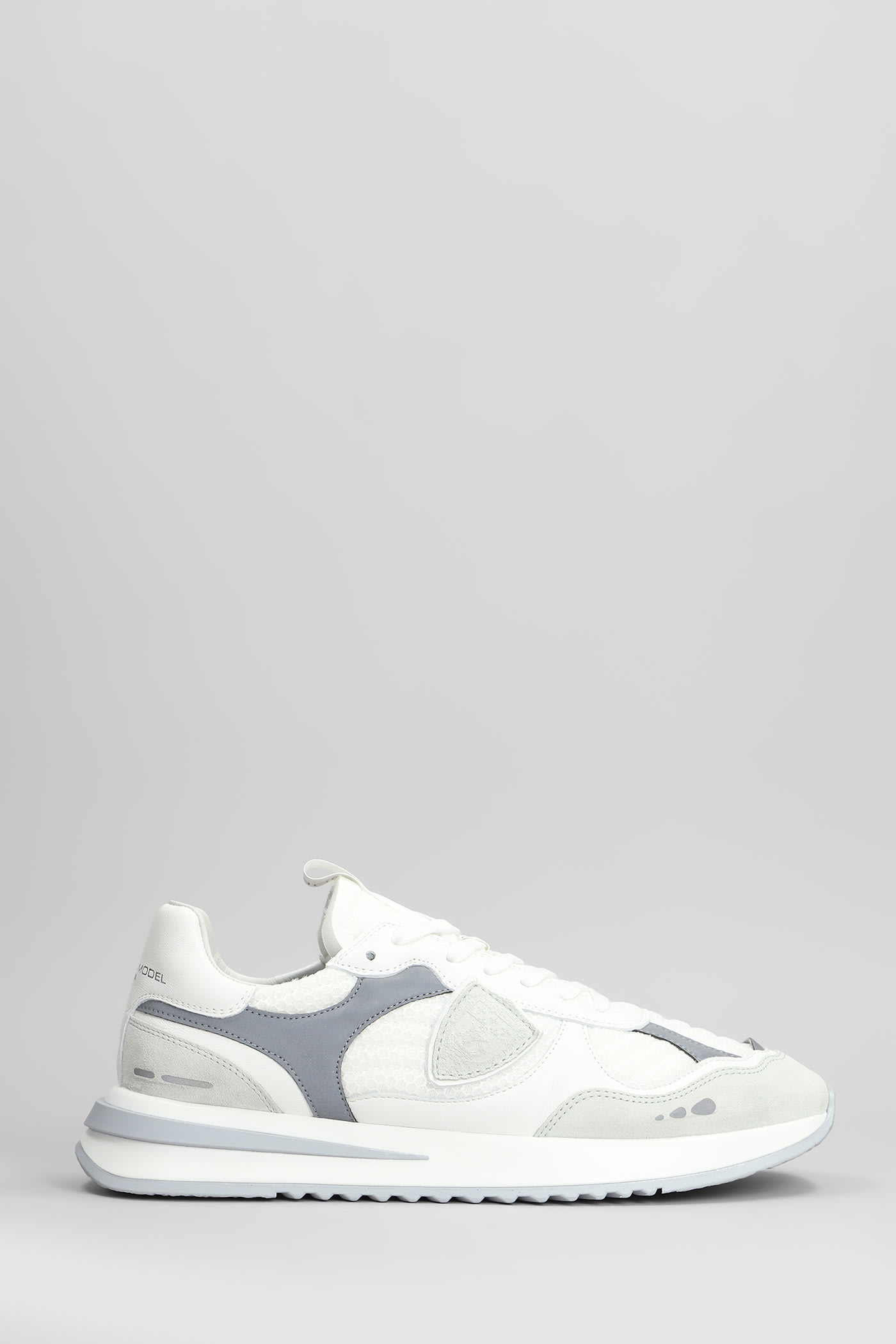 Philippe Model Olympique Low Sneakers In White Leather And Fabric
