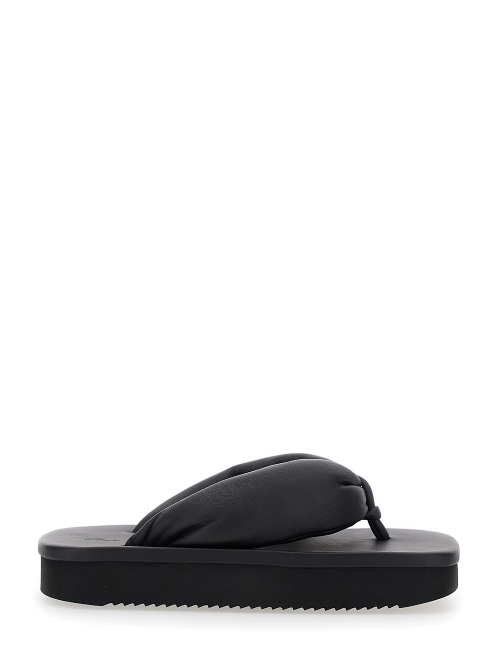 Rick Owens Black Padded Sandals With Platform In Leather Woman