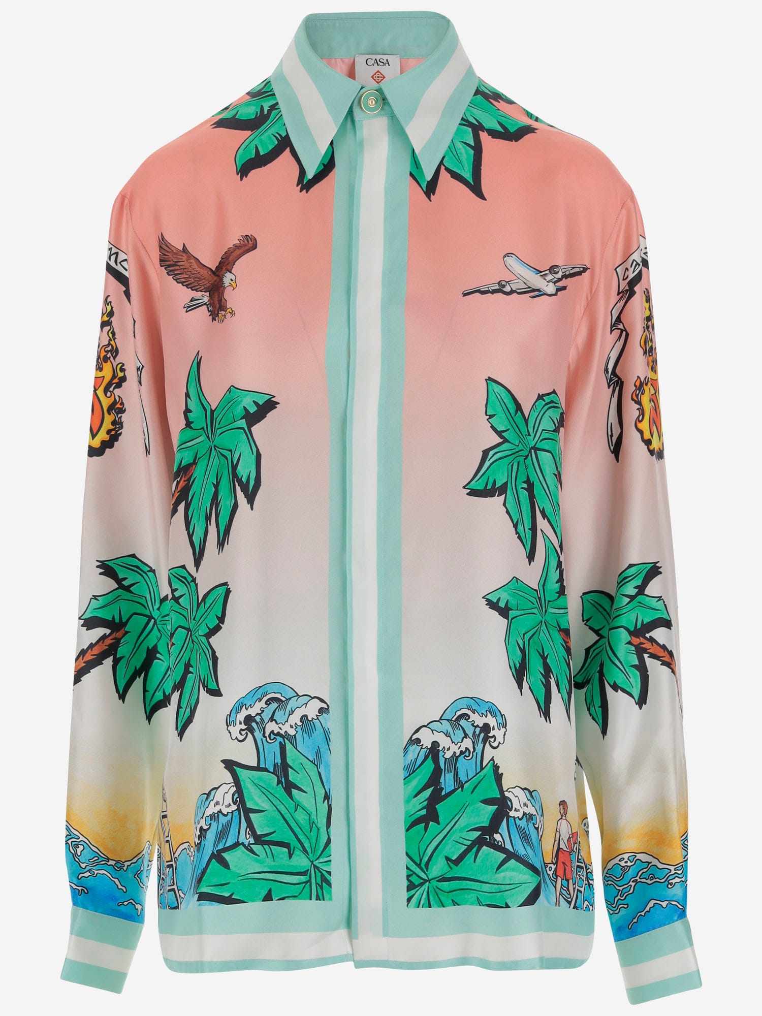 Casablanca Shirt In Pure Silk With Graphic Print