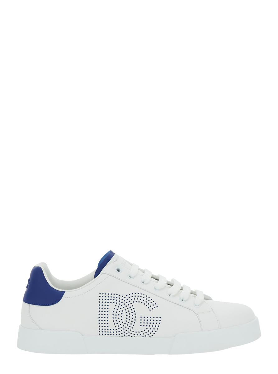 'Portofino Light' White Sneakers With Perforated Logo On The Side And Logo Patch On The Tongue In Leather Man