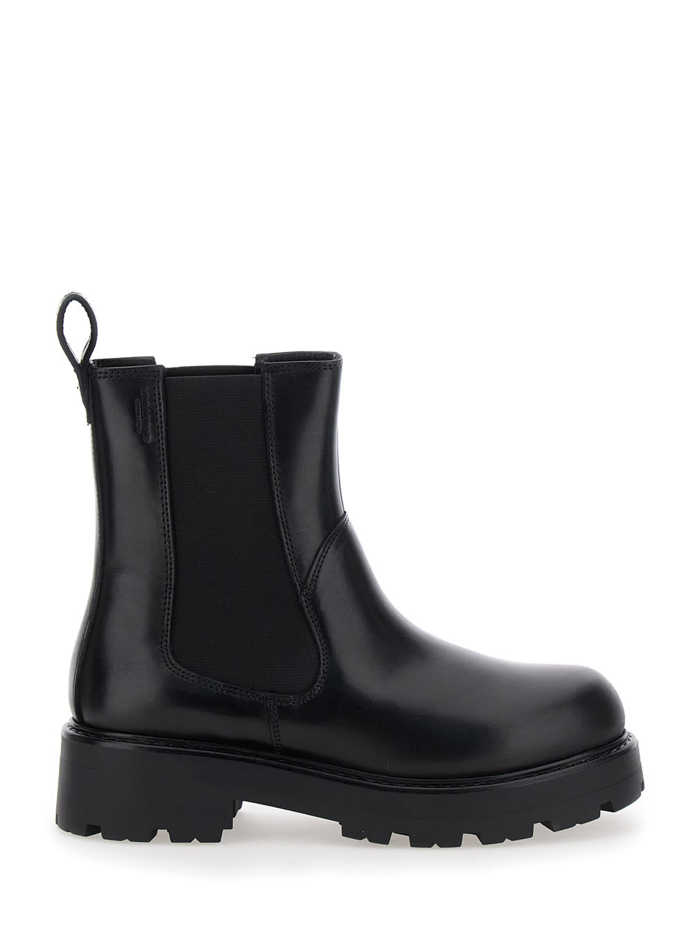 Vagabond Black Cosmo Ankle Boots With Elasticated Inserts In Leather Woman