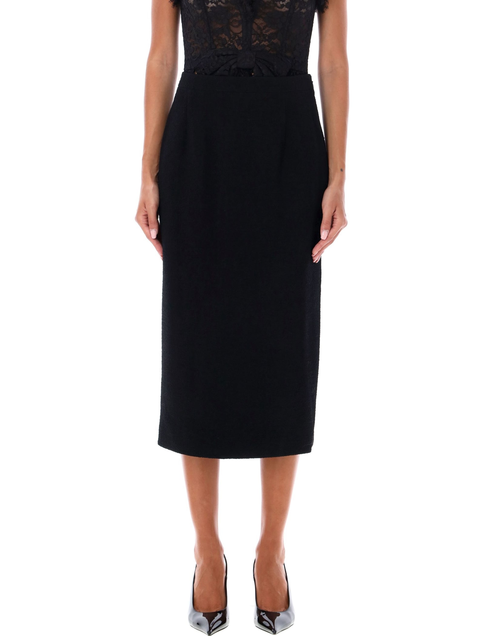 Alessandra Rich Tweed Boucle Midi Skirt