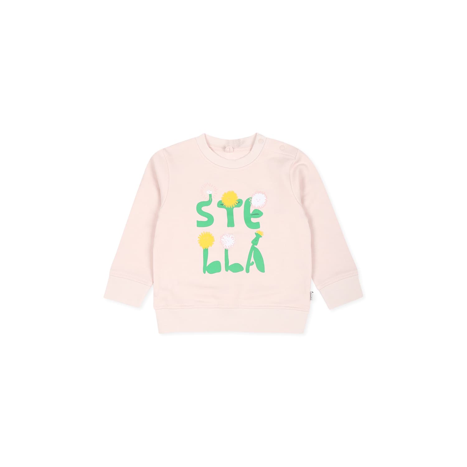 Stella McCartney Kids Pink Sweatshirt For Baby Girl With Flowers And Logo