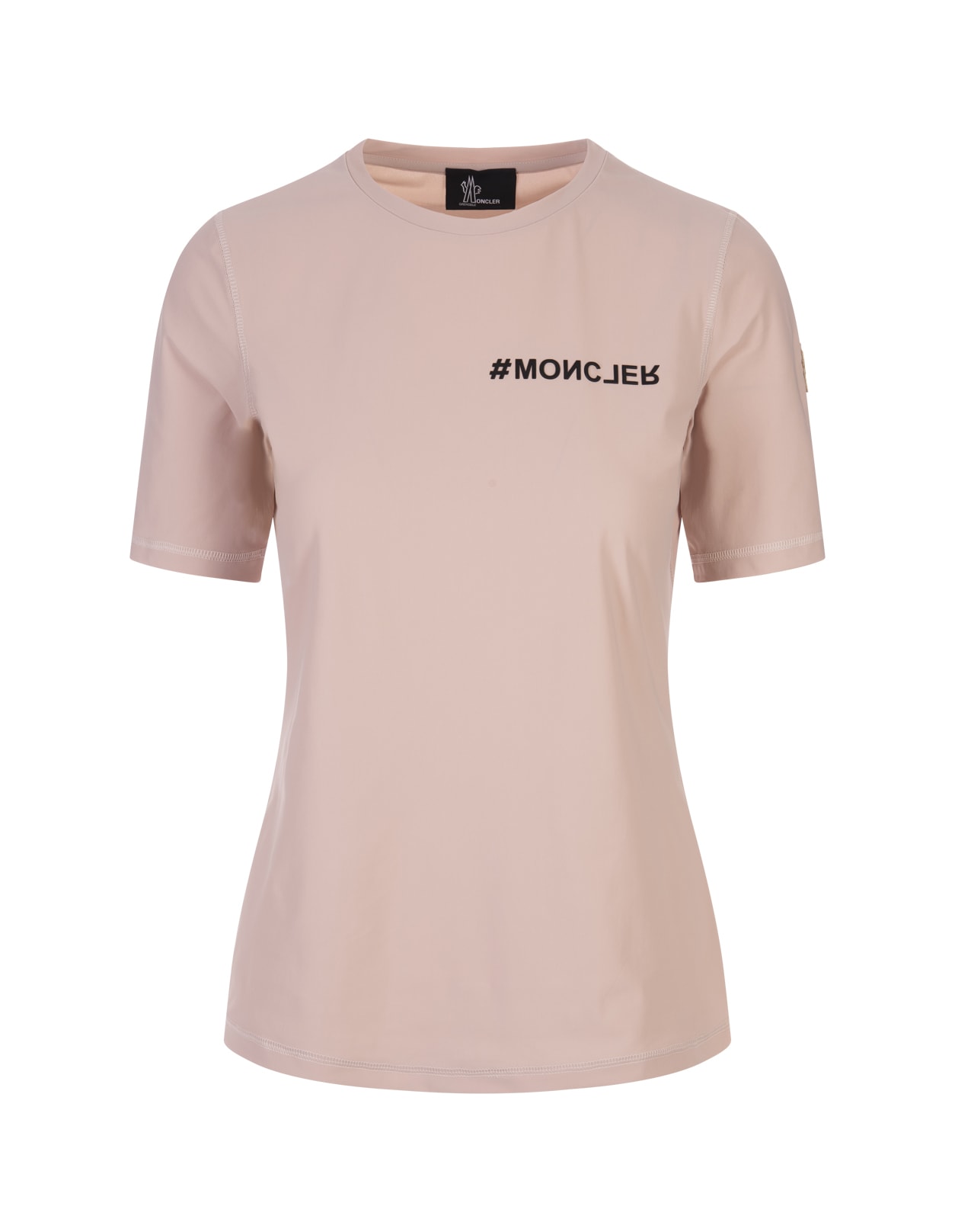 Moncler Grenoble Pink Sensitive Technical Jersey T-shirt With Logo