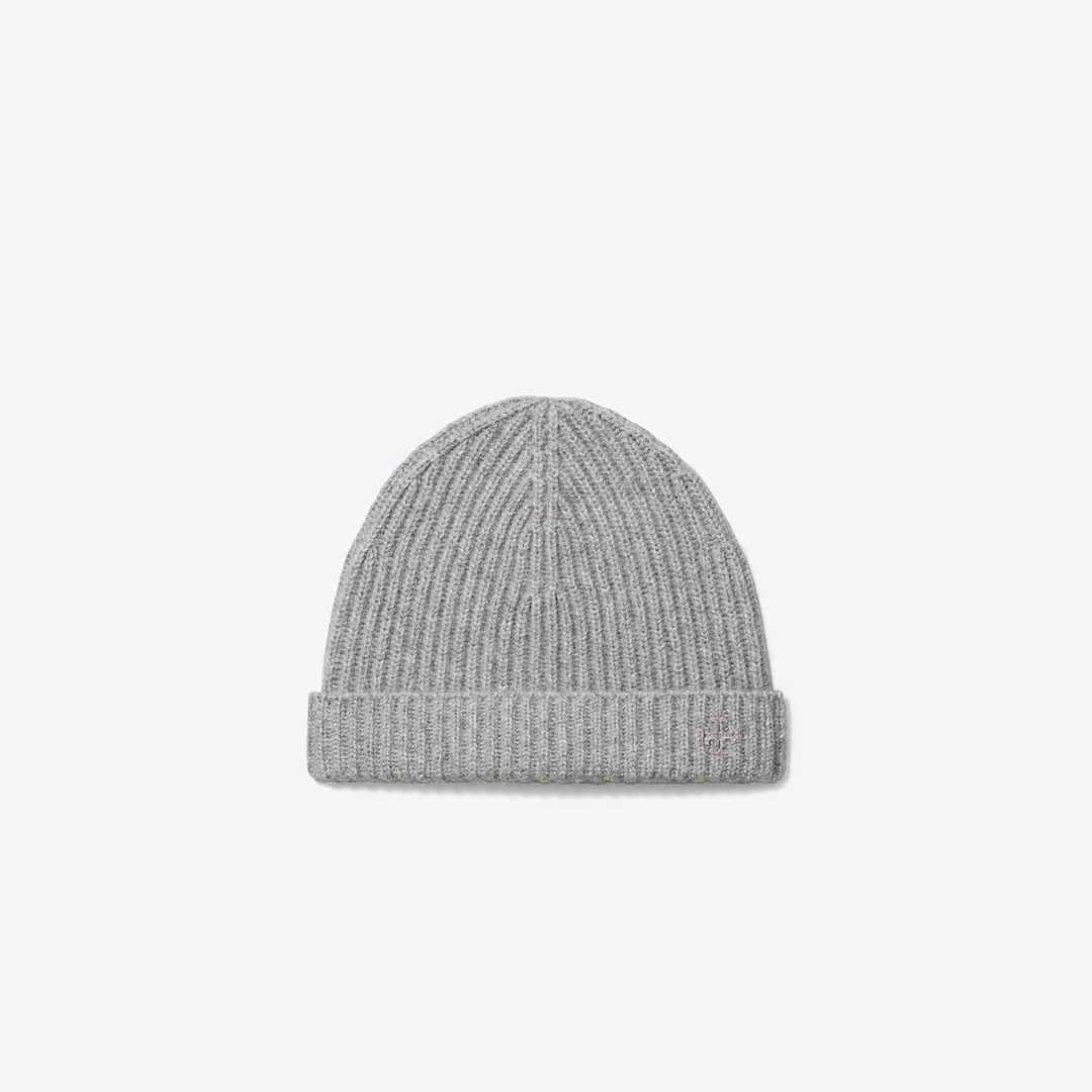 Tory Burch Ribbed Knit Cashmere Beanie