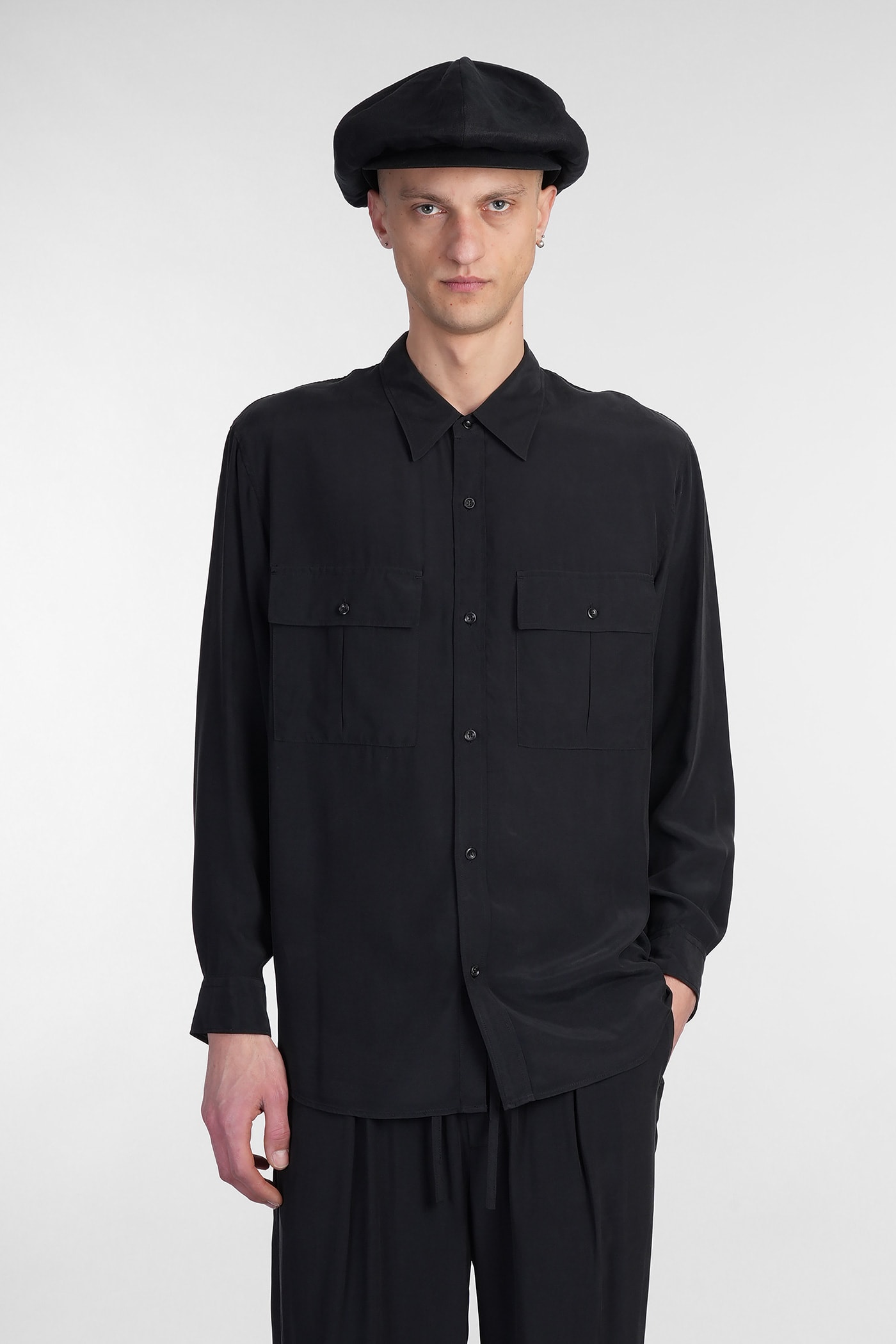 Attachment Shirt In Black Polyamide Polyester