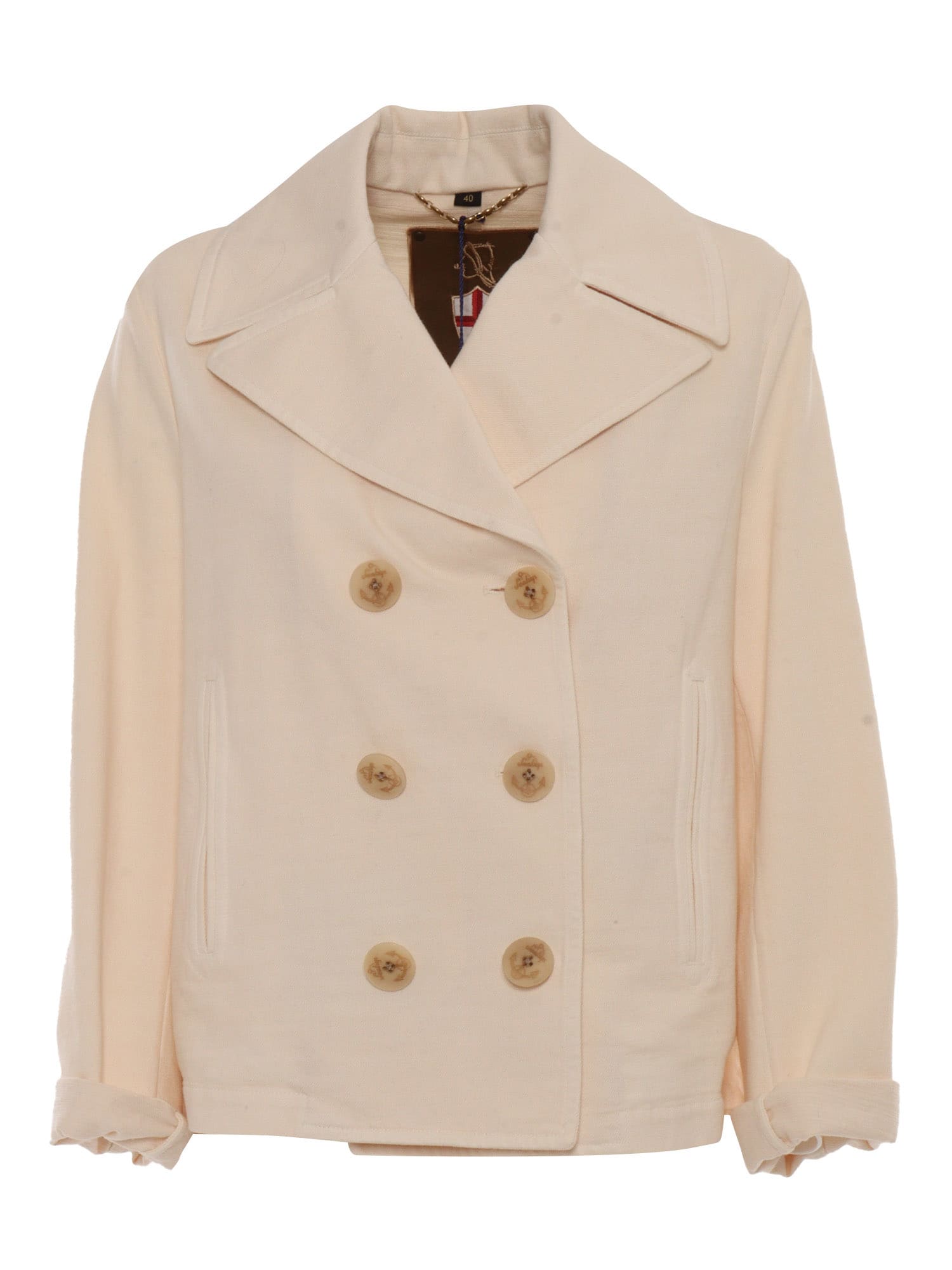 Sealup Aglaia Short Peacoat, Dyed Fabric, Buttons With Corozo Logo, Red Piping, Special Genova Label