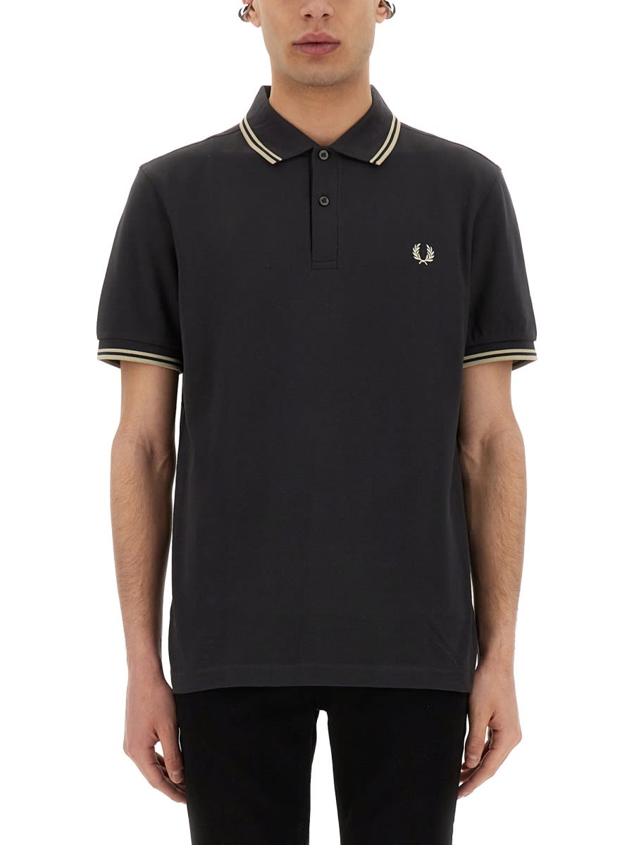 Fred Perry Cotton Pique Polo Shirt With Double Stripe