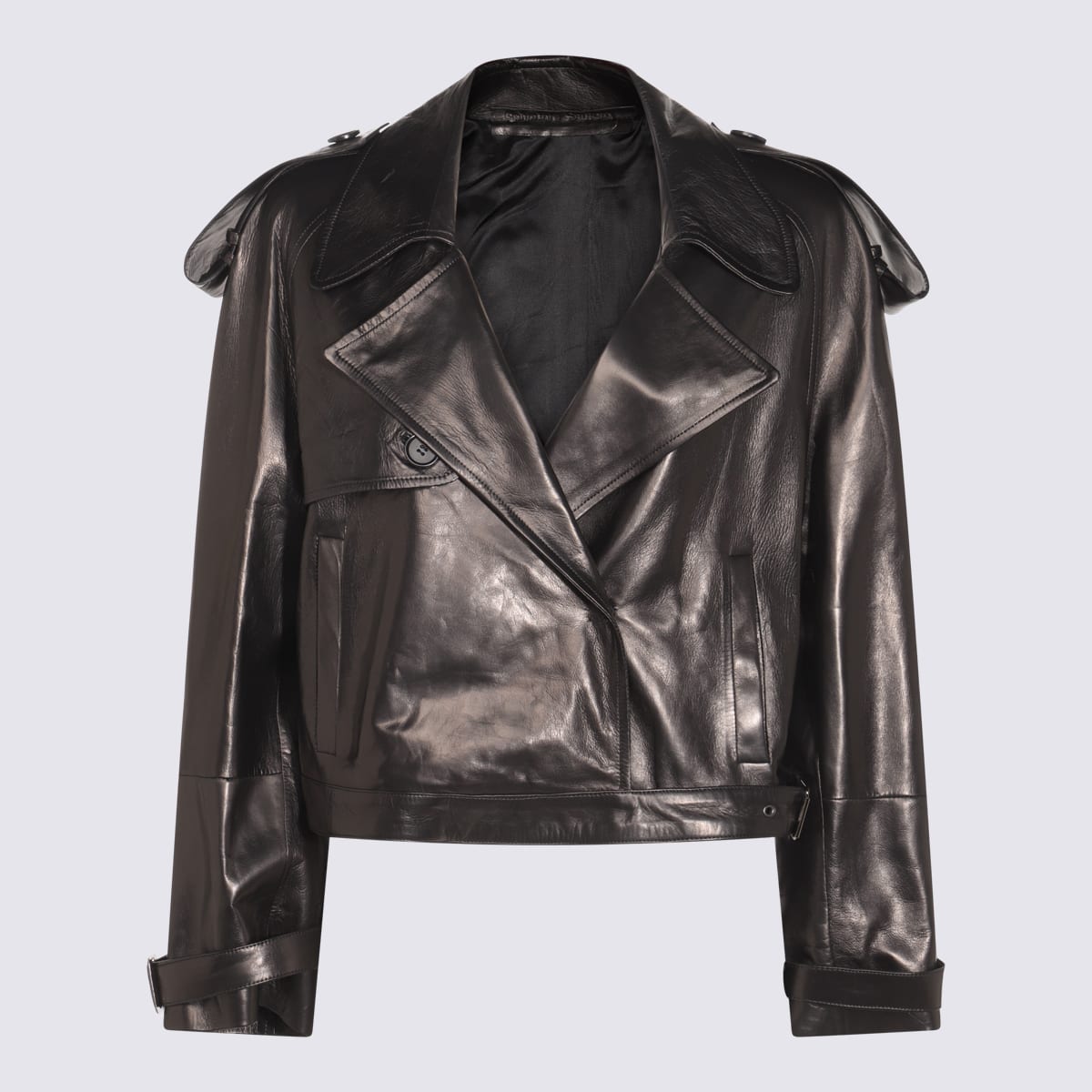 Salvatore Santoro Black Leather Casual Jacket