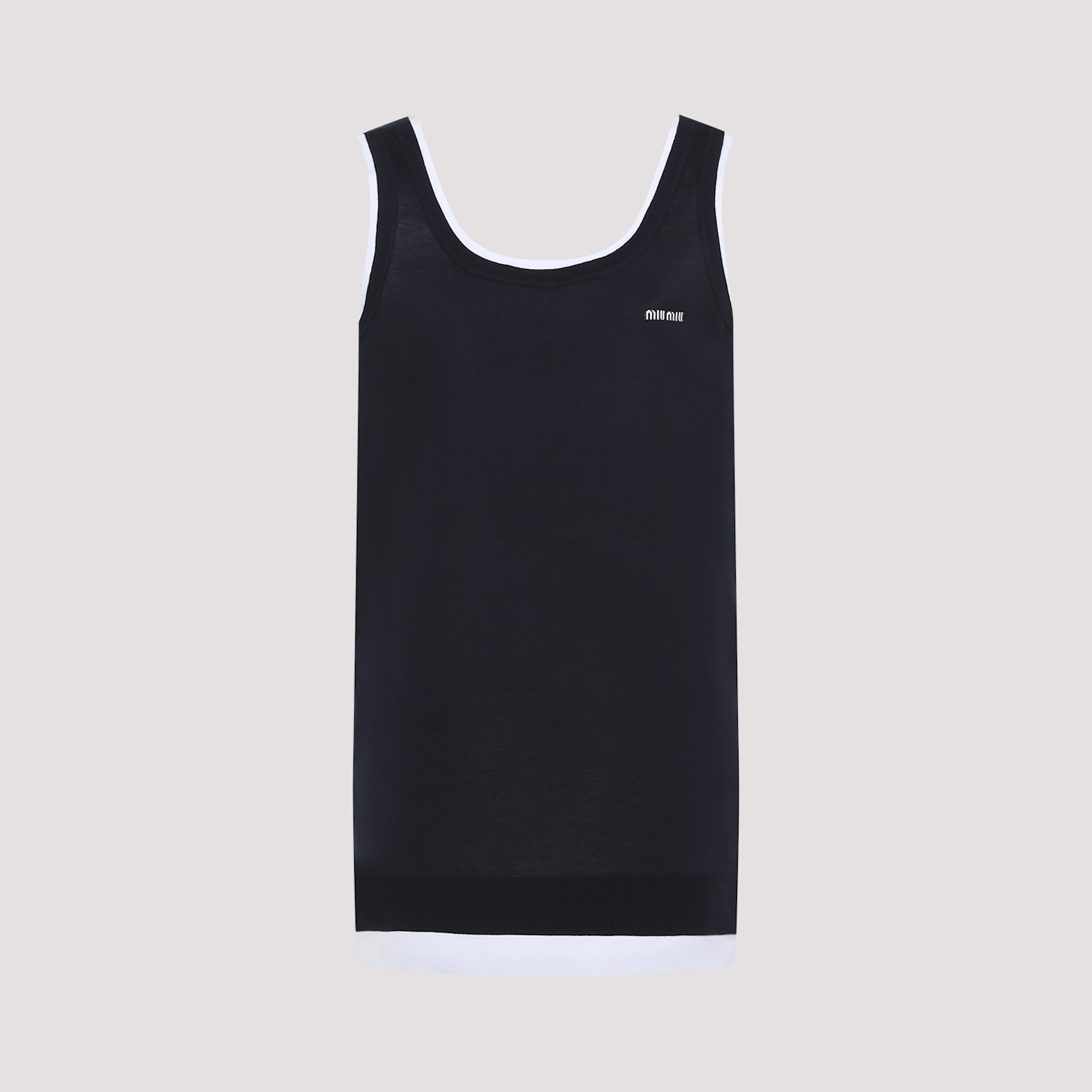 Miu Miu Midnight Blue Stretch Silk Blend Dress
