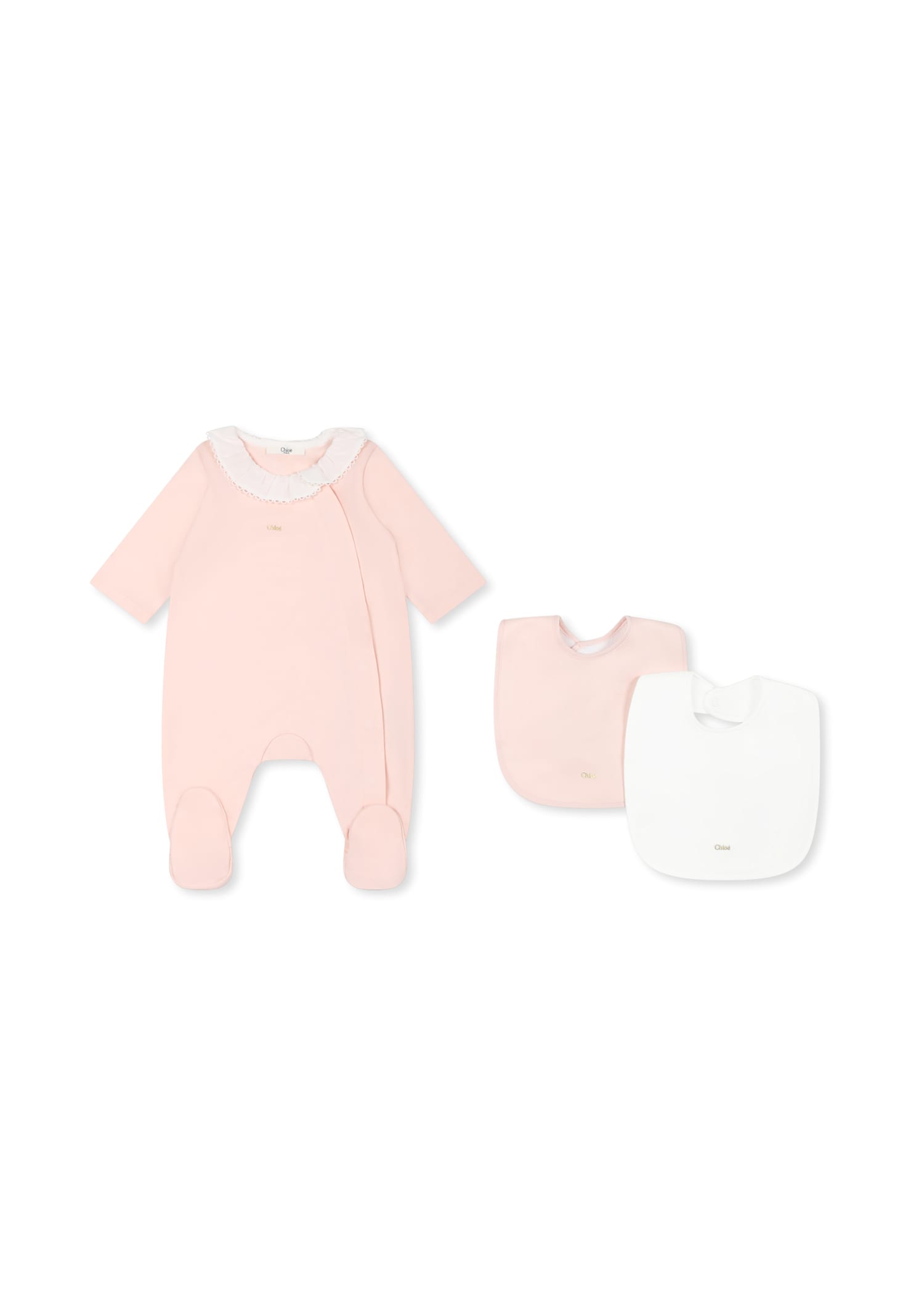 Chloé Pink Babygrow Set For Baby Girl With Logo