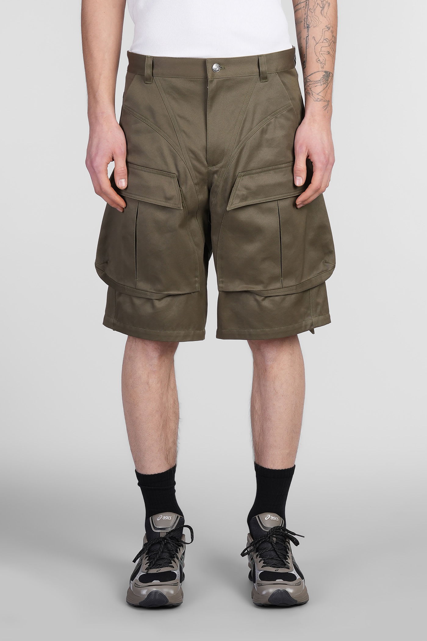 Mugler Shorts In Khaki Cotton