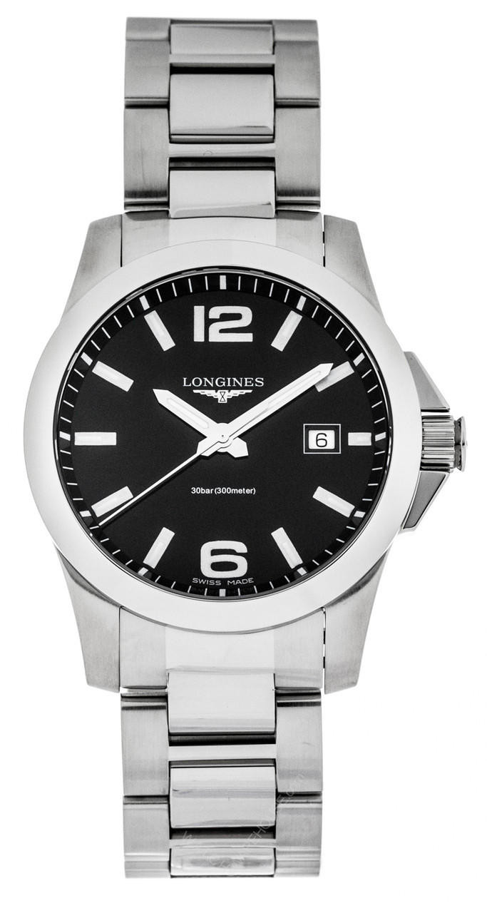 LONGINES Conquest Quartz 41MM Black Dial SS Men's Watch L3.759.4.58.6