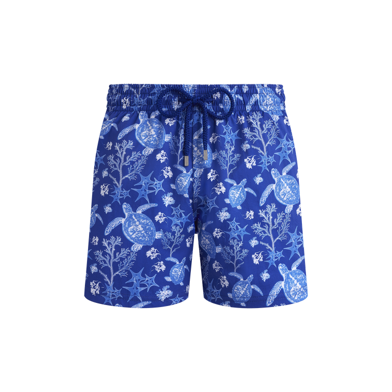 Vilebrequin Men Stretch Short Swim Shorts X-ray Turtles - Moorise - Blue - Size L