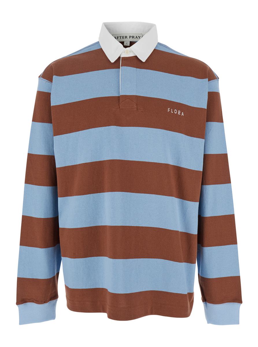 Multicolor Polo Shirt With Logo Lettering On The Front And All-Over Striped Motif In Cotton Man