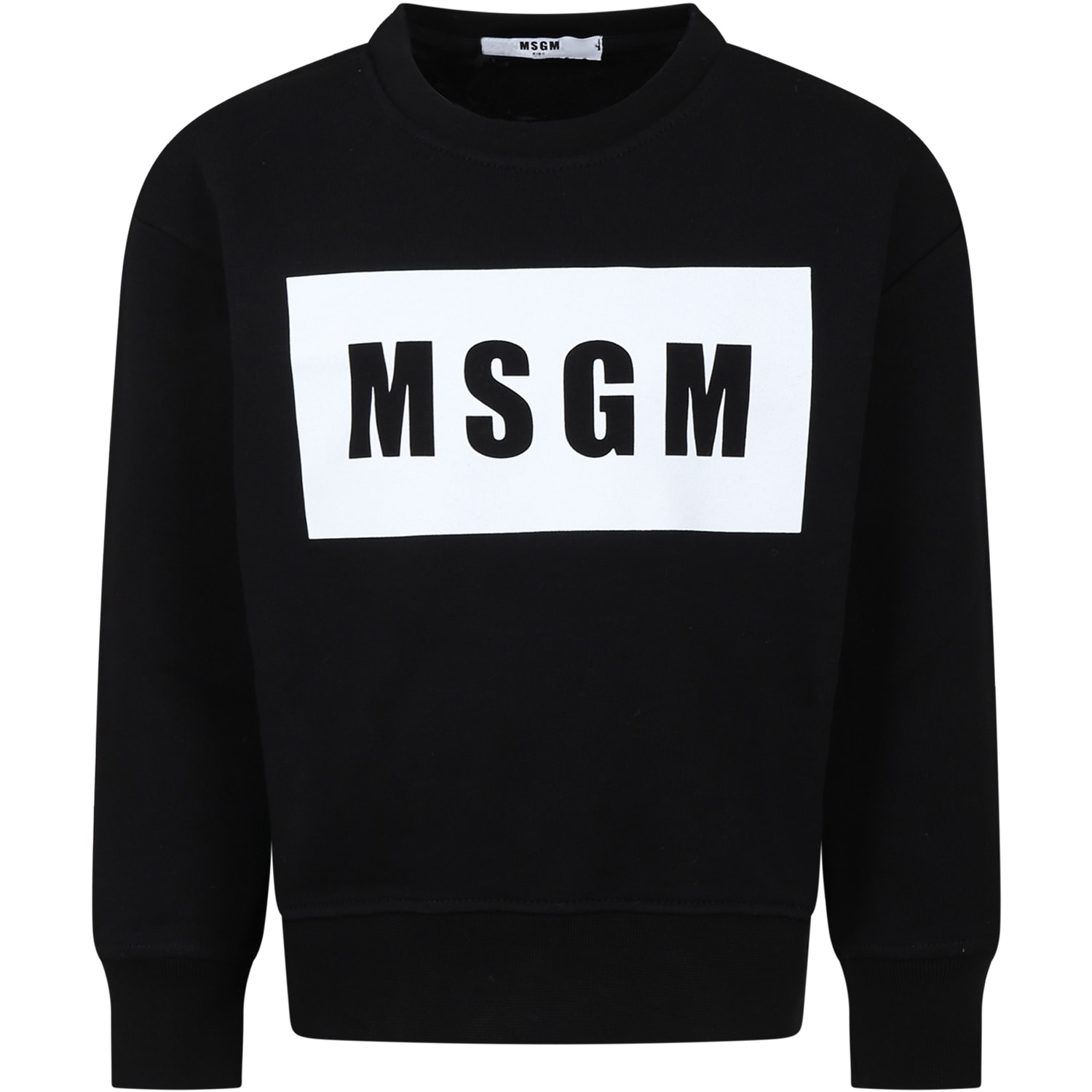 MSGM Black Sweatshirt For Kids With Logo