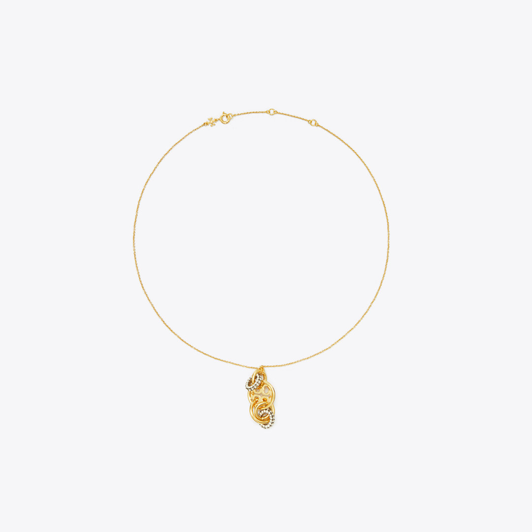 Tory Burch Miller Pavé Interlocking Pendant