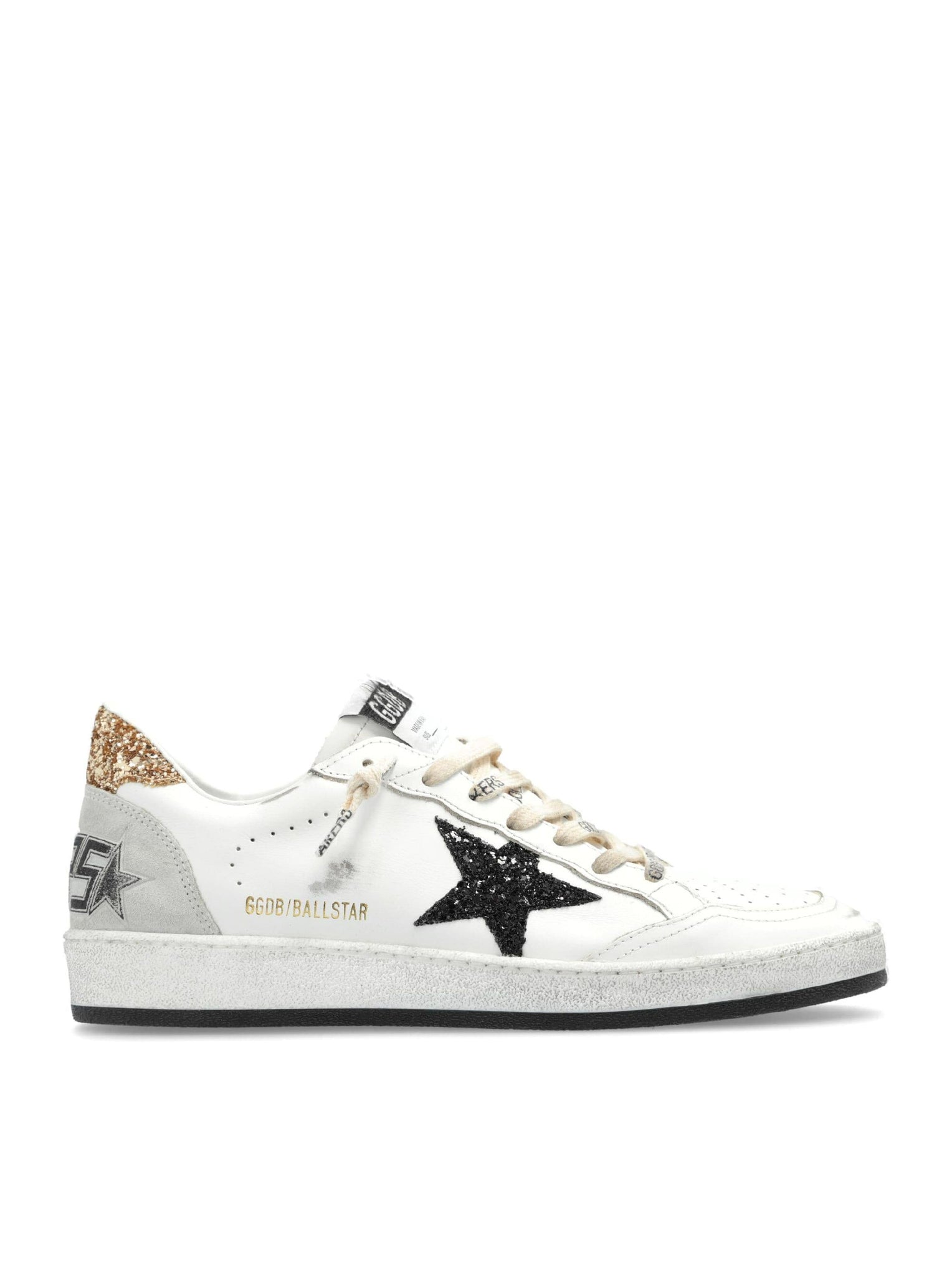 BALL STAR SNEAKERS IN LEATHER AND GLITTER - Golden Goose Deluxe Brand - Woman