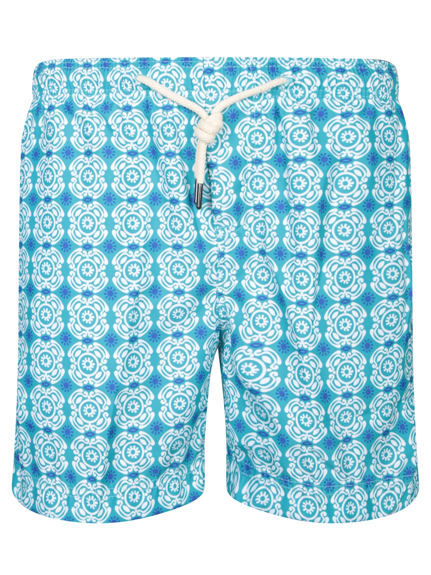 Peninsula Swimwear Patterned Blue And White Boxer Swim Shorts