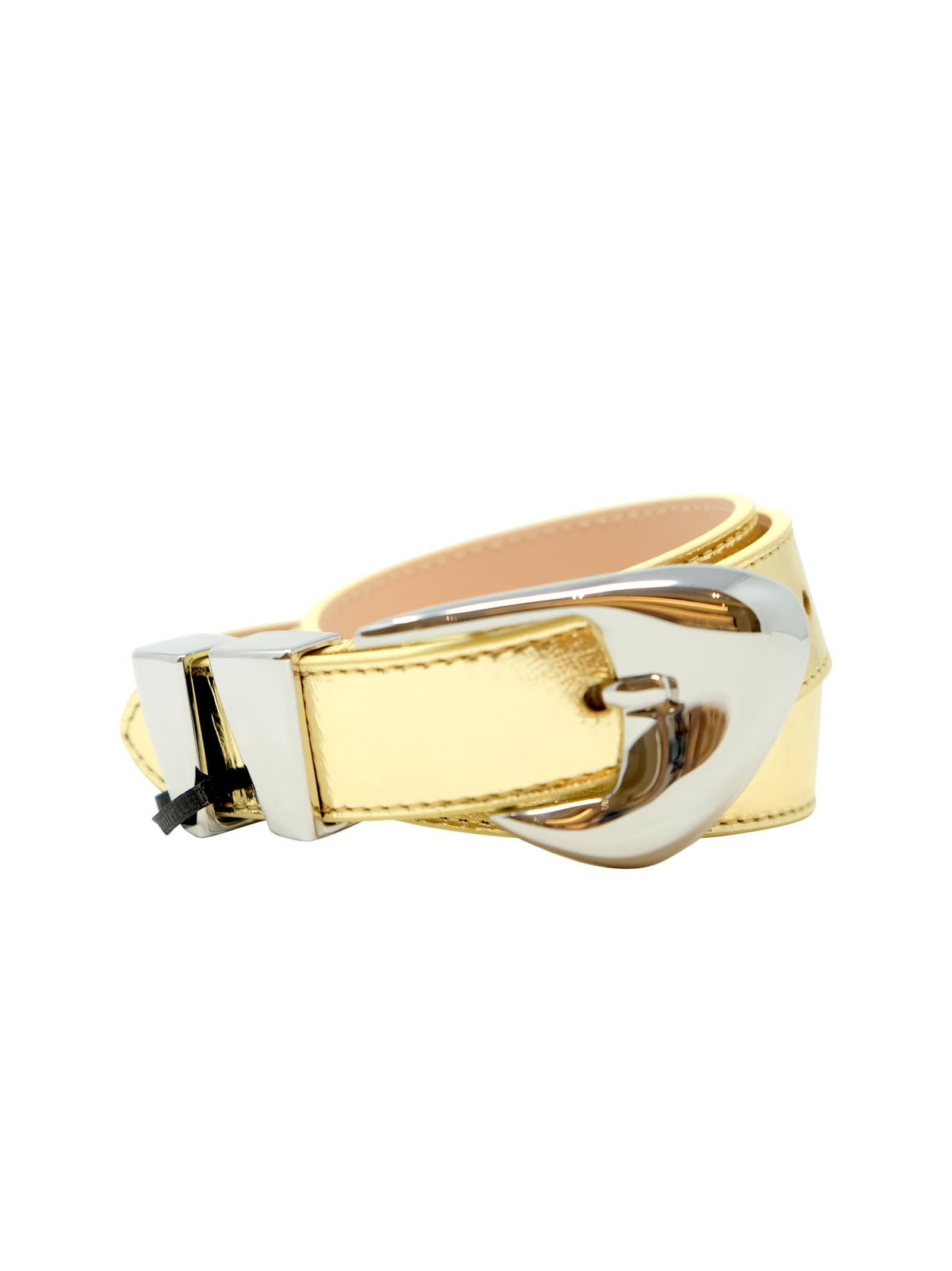 By Far Gold Leather Moore Metallic Belt