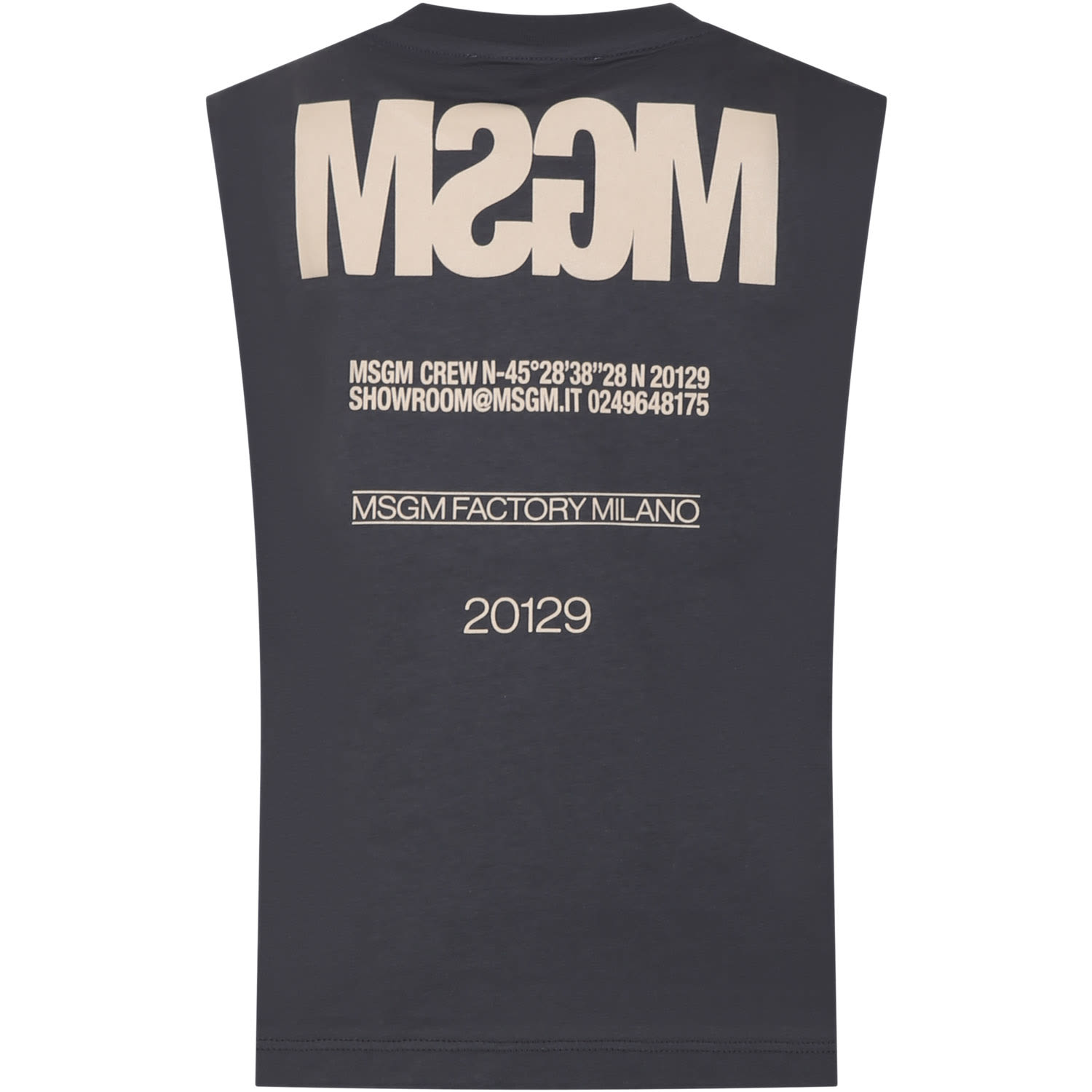 MSGM Grey Tank Top For Boy With Logo And Writing