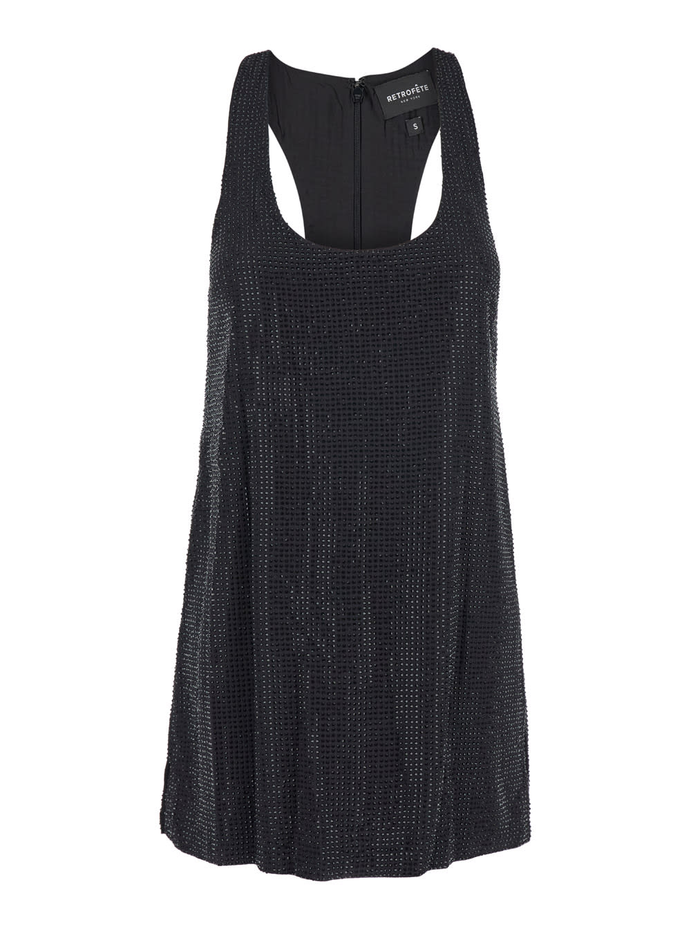retrofete maves Black Short Dress With Wide Neckline And Pence Detailing In Viscose Woman