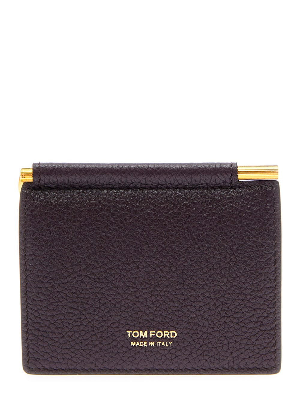 Tom Ford Bordeaux Bi-fold Wallet With Embossed Logo Lettering On The Front In Grained Leather Man