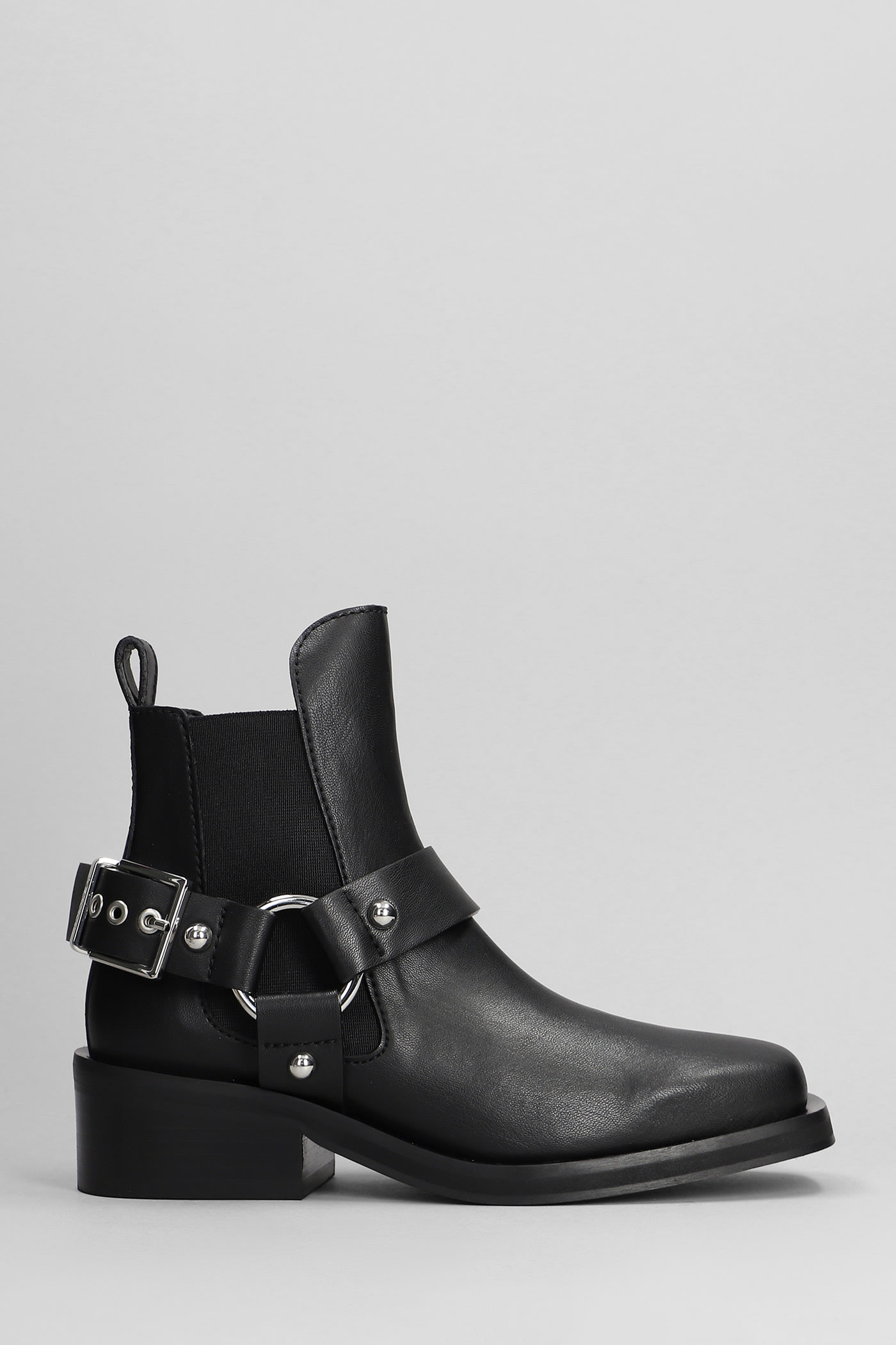 Ganni High Heels Ankle Boots In Black Leather