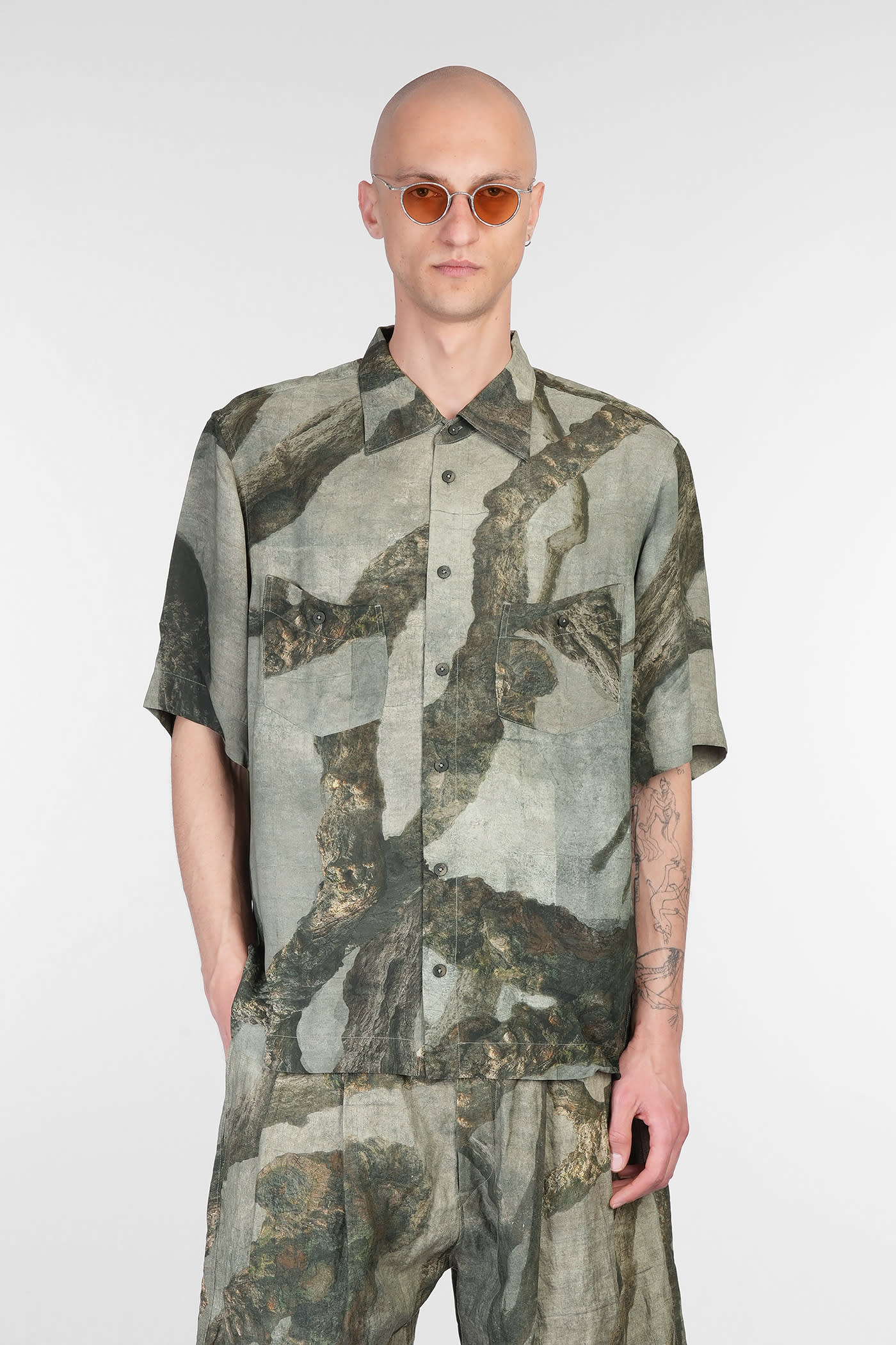 Ziggy Chen Shirt In Green Viscose
