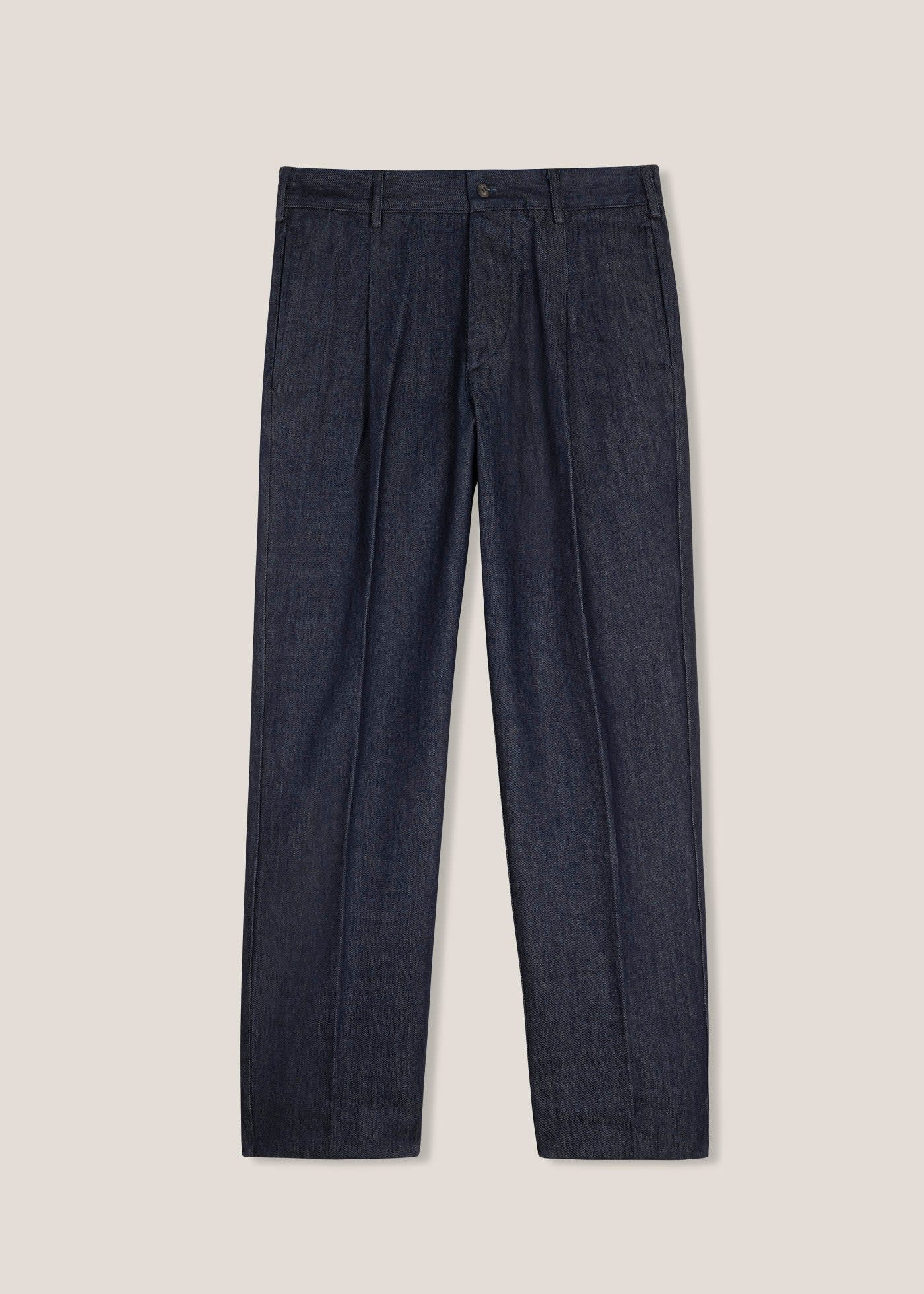 doppiaa Aantioco Pleated Cotton Denim Stretch Trousers