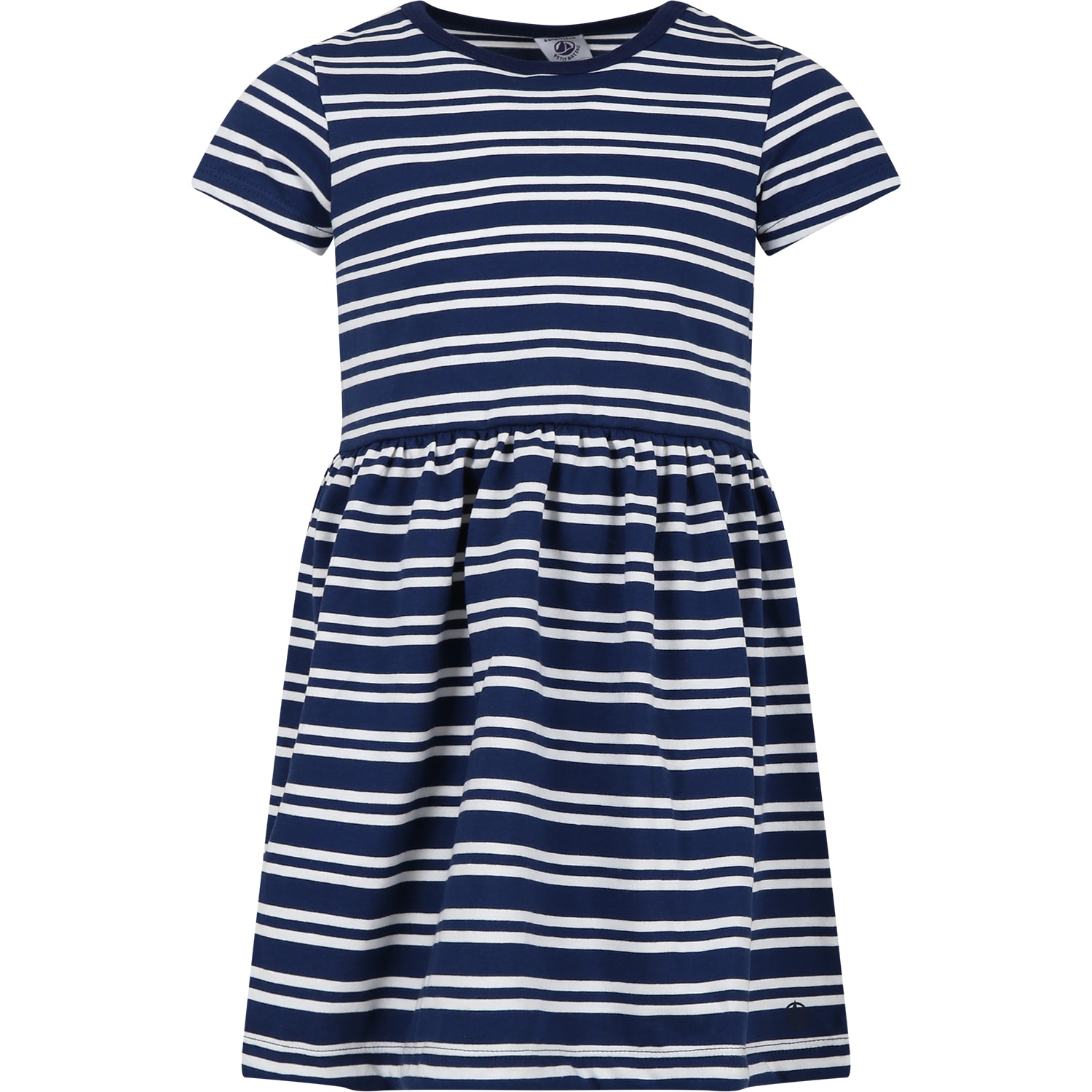 Petit Bateau Blue Dress For Girl With Stripes