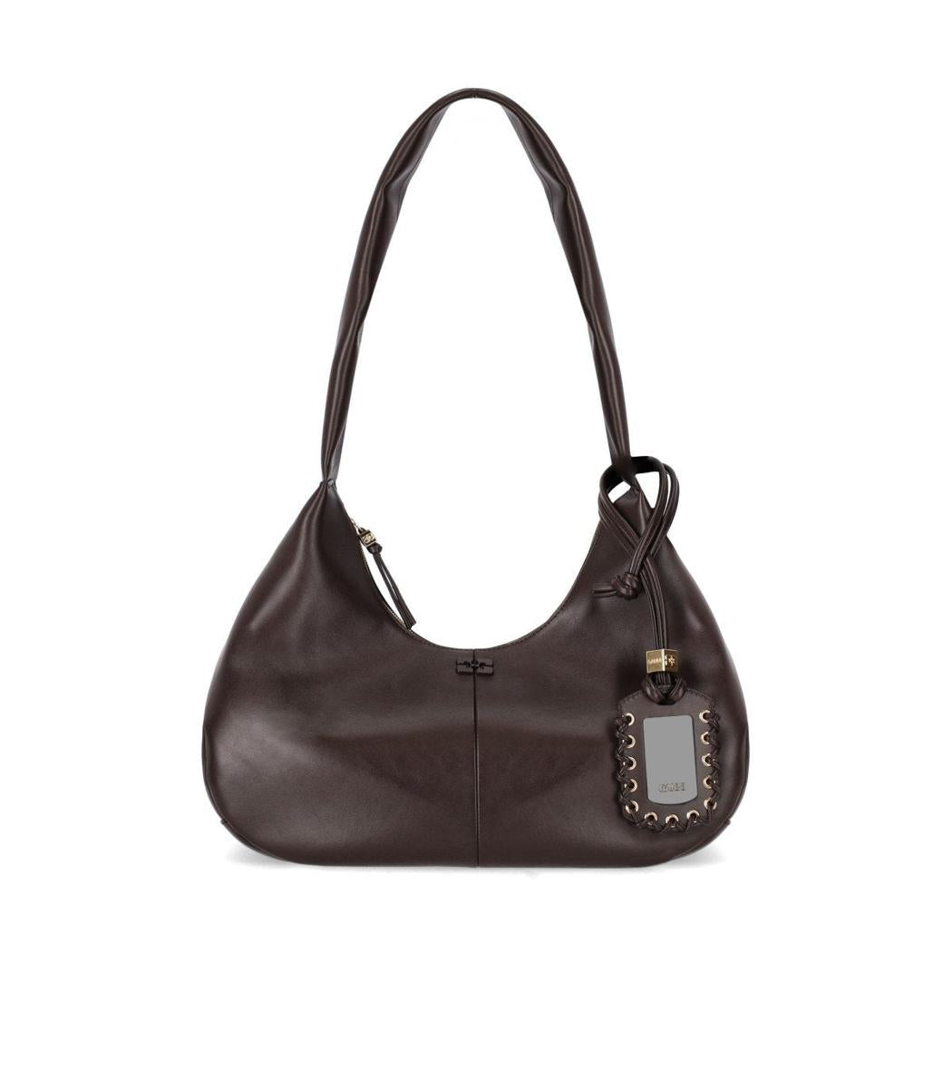 Ganni Hobo Seal Brown Medium Shoulder Bag
