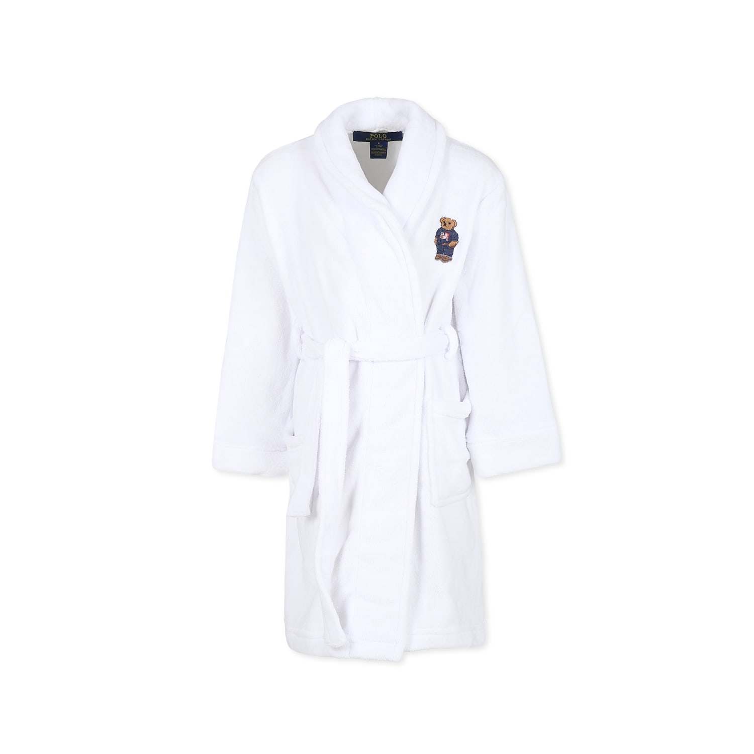 Ralph Lauren White Dressing Gown For Kids With Polo Bear