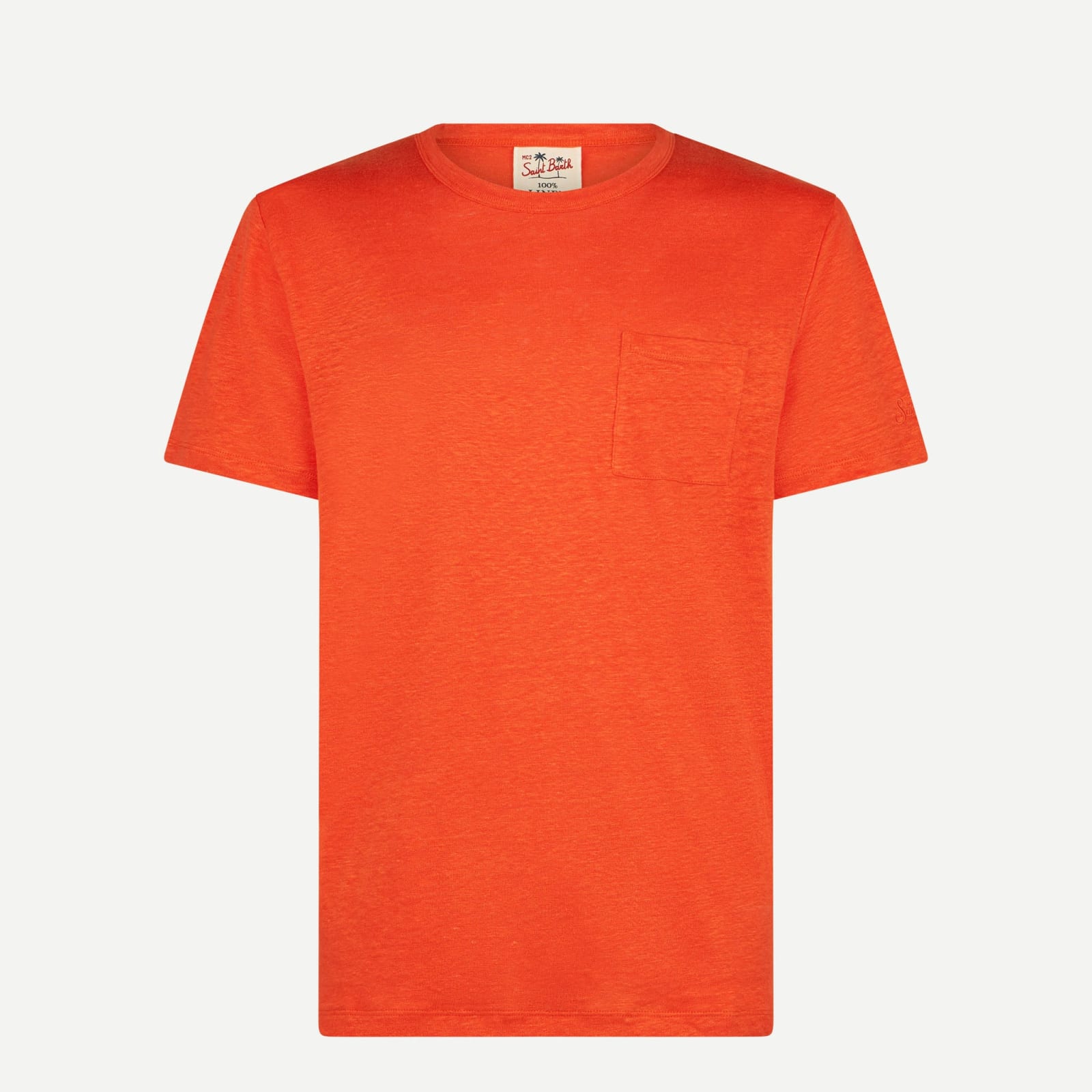 MC2 Saint Barth Man Orange Linen Jersey T-shirt