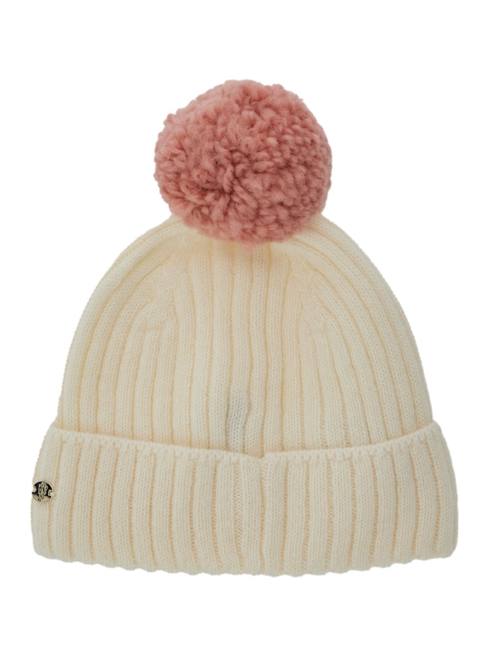 Helen Kaminski tiana White Beanie With Pompom And Logo Plaque On The Front In Wool And Cashmere Blend Woman