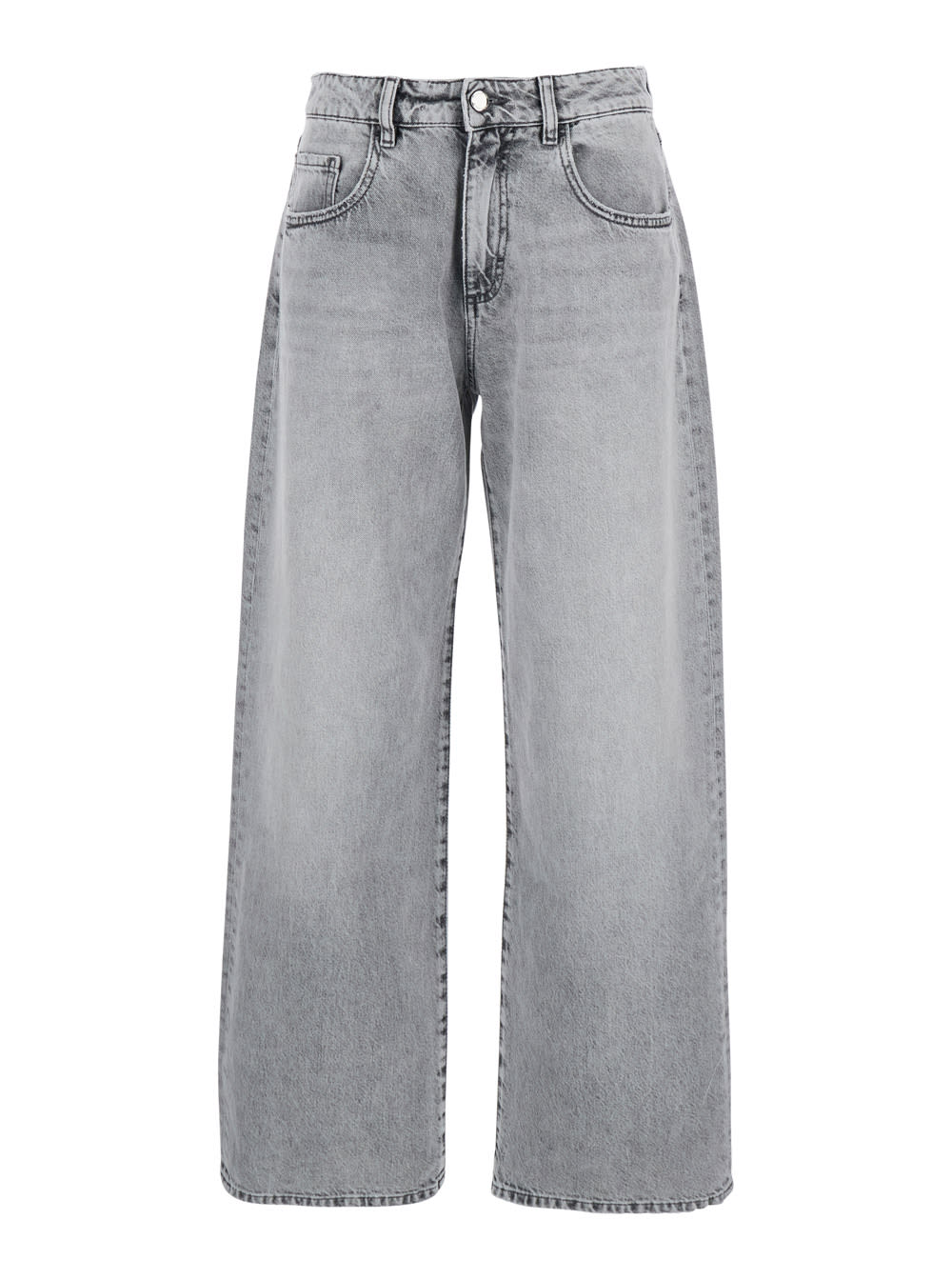 Icon Denim bea Grey Jeans With Belt Loops And Logo Patch On The Rear In Denim Woman
