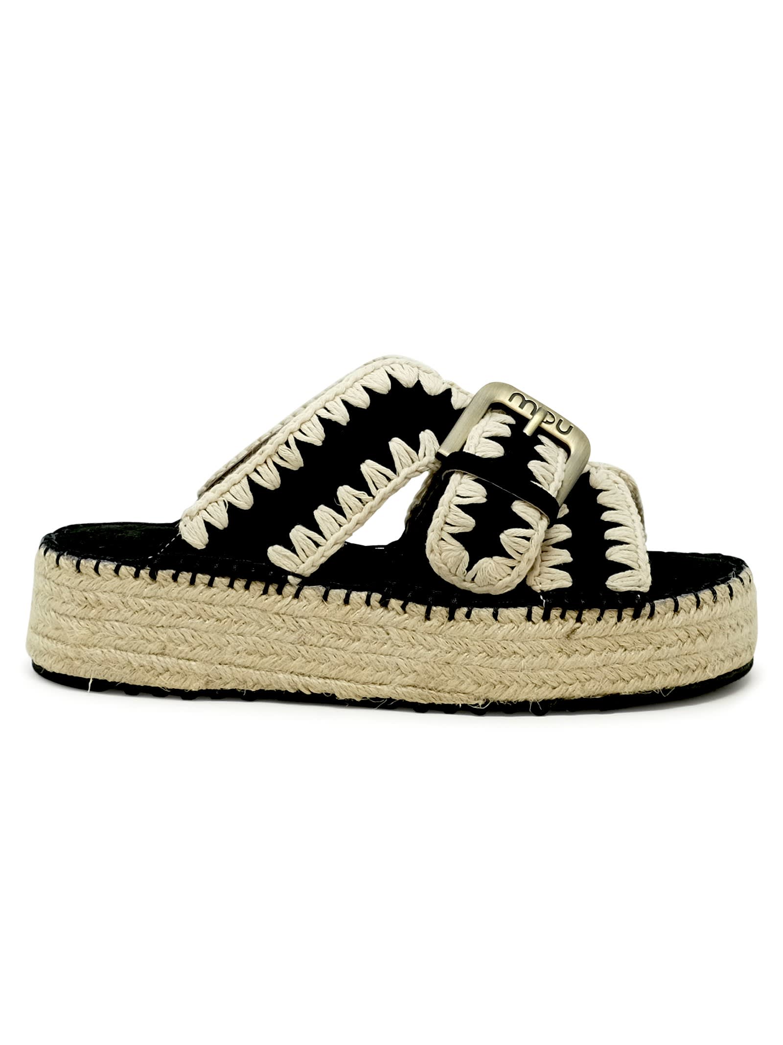 Mou Sw641003a Jute Black Suede Sandals