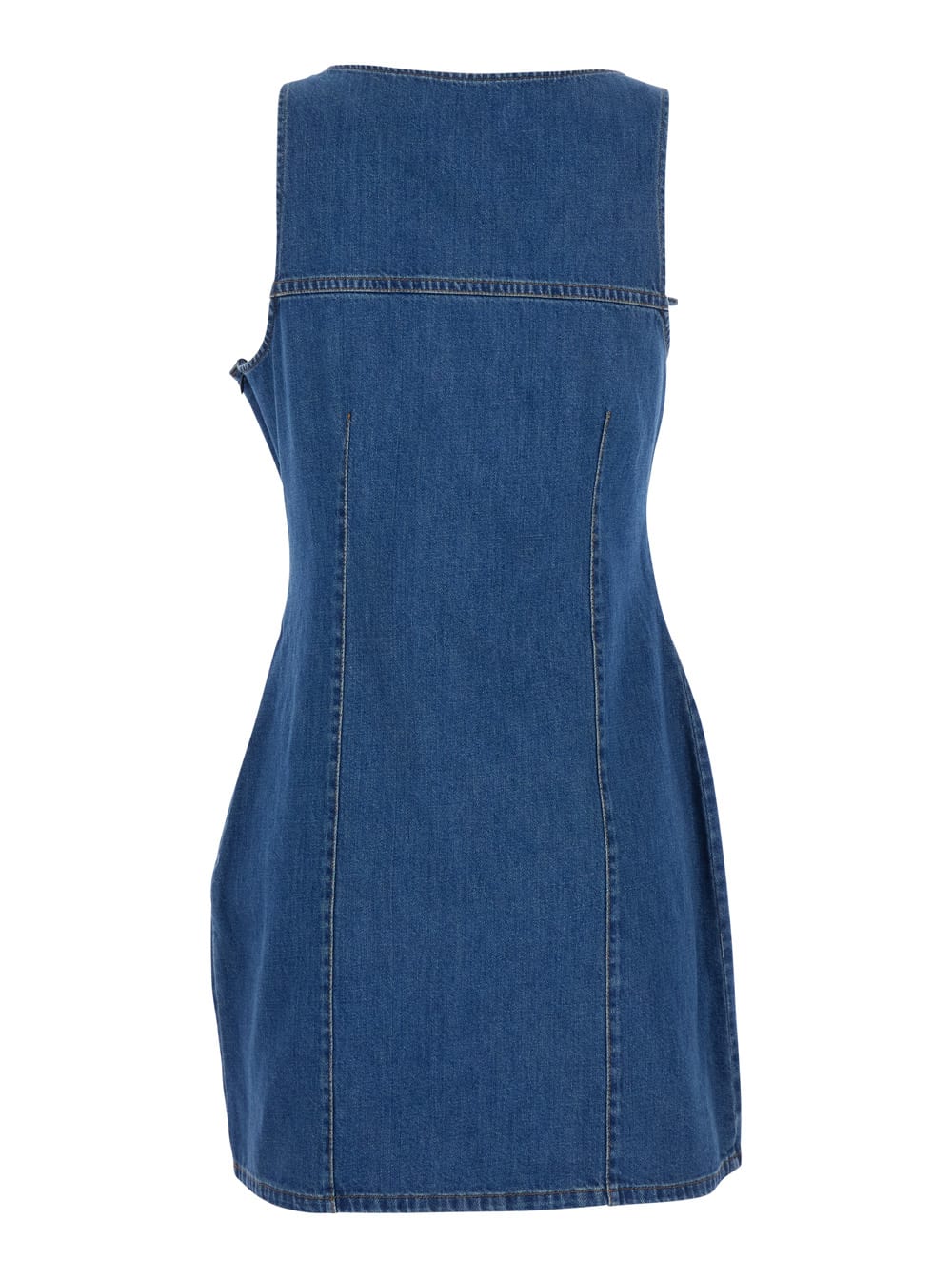 Coperni Asymmetric Sleeveless Mini Dress With Cut-out Detail And Floral Patches
