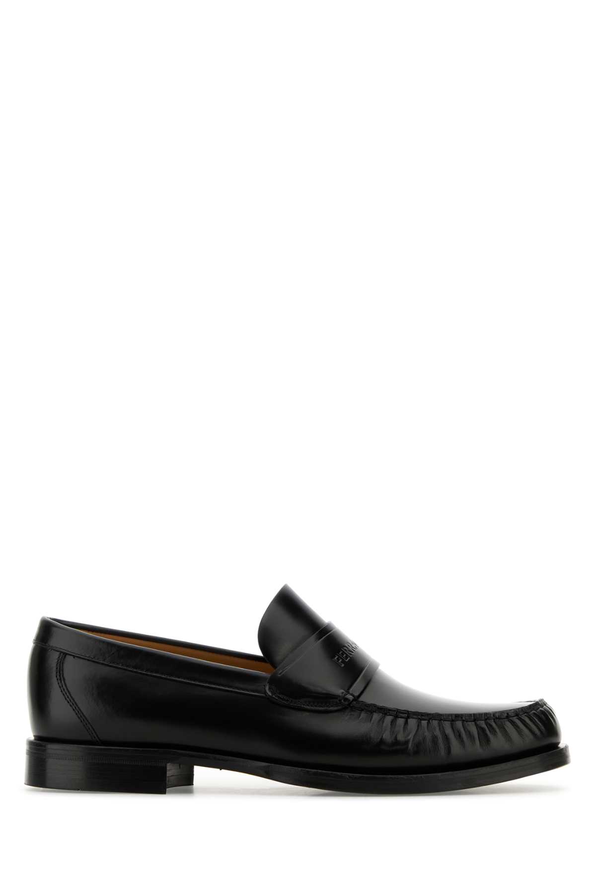 Ferragamo Black Leather Fillmore Loafers